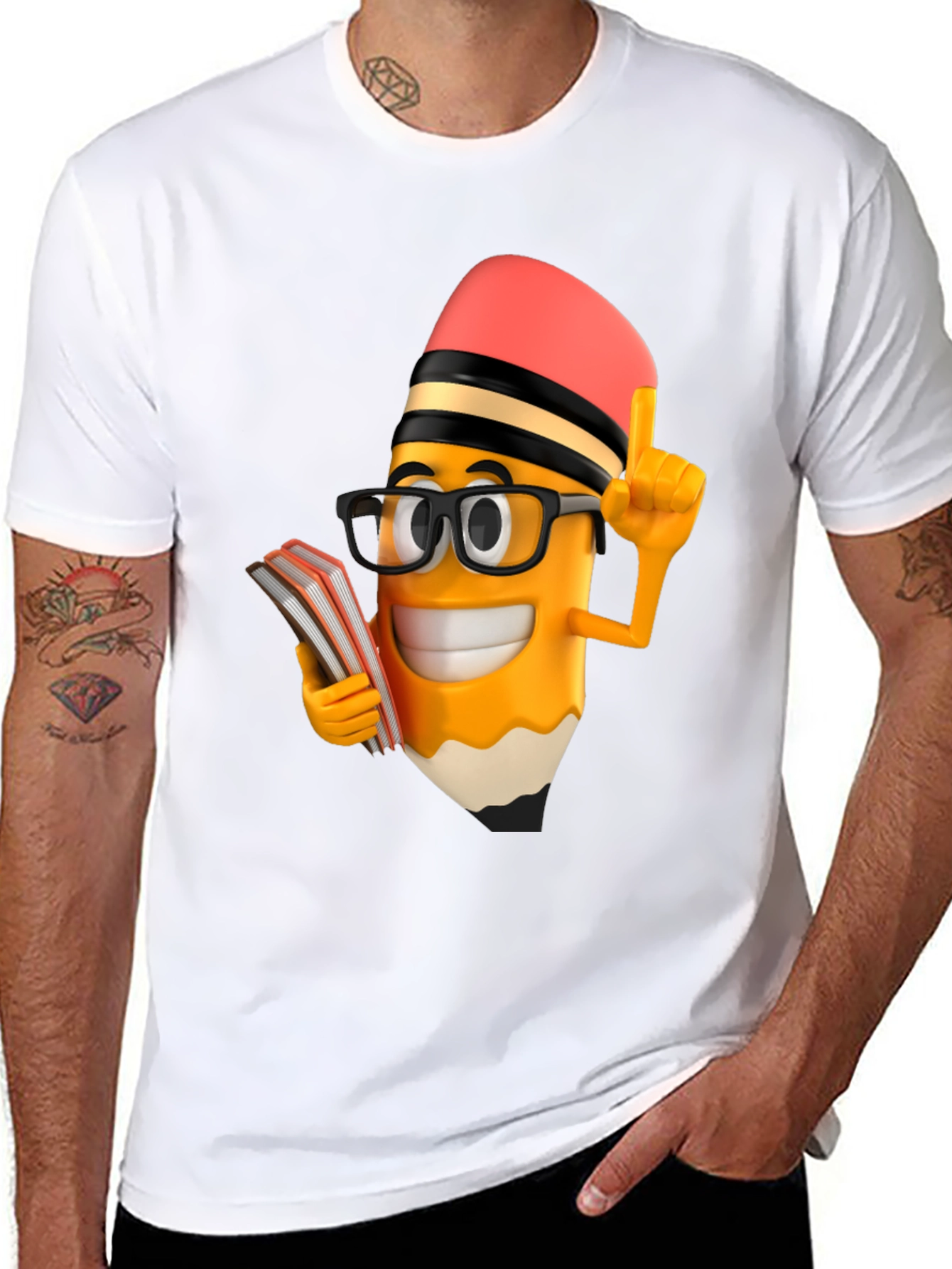 Funny Pencil Cartoon T-Shirt - Back to School Style
