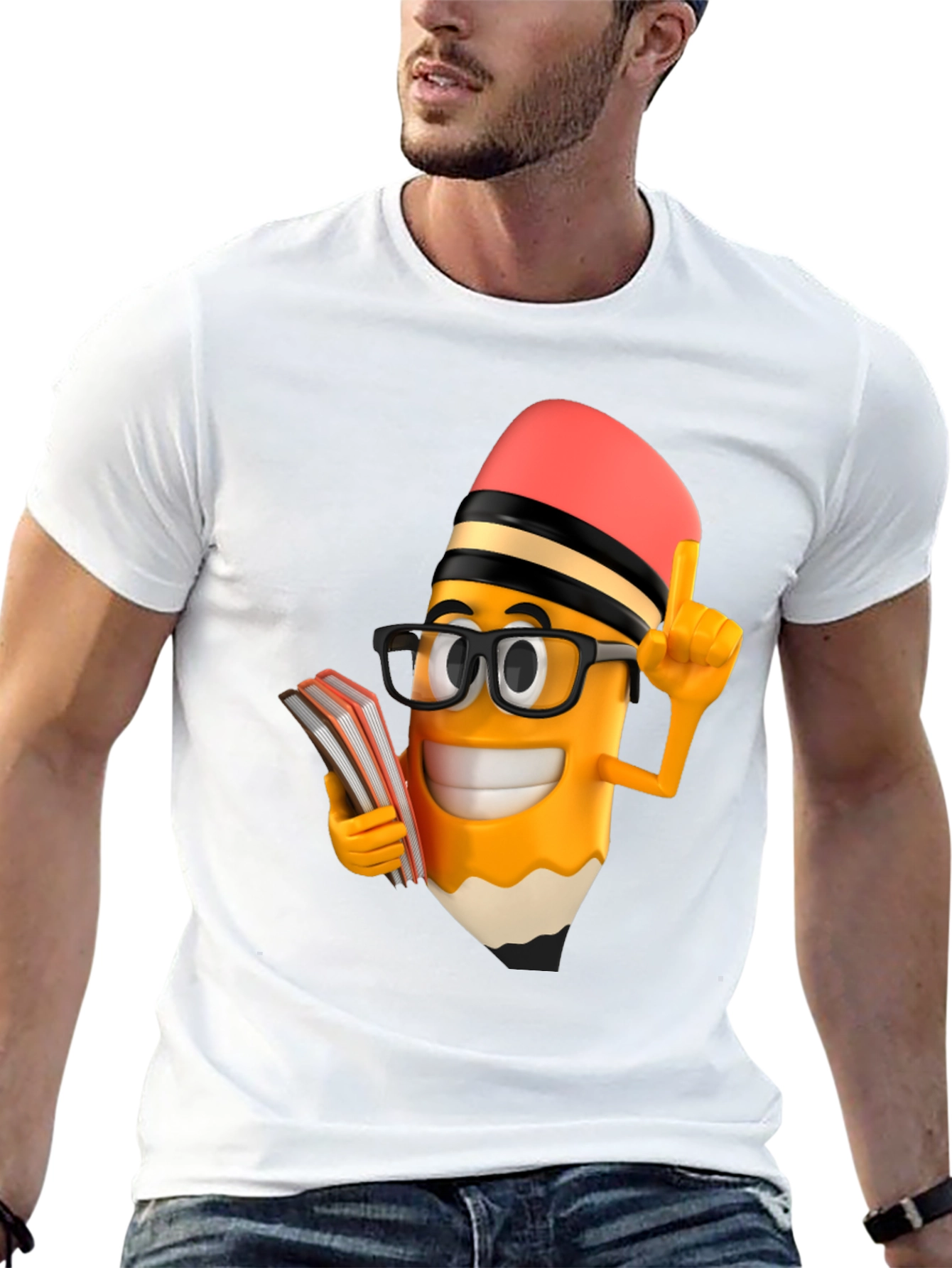 Funny Pencil Cartoon T-Shirt - Back to School Style
