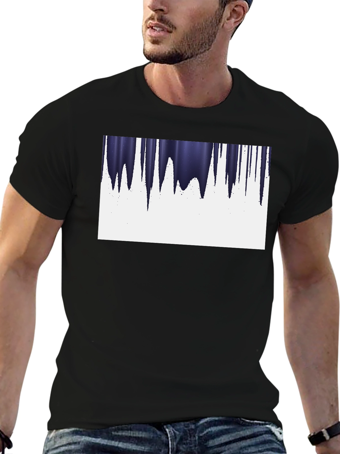 Modern Icicle Graphic Tee - Black Cotton Blend