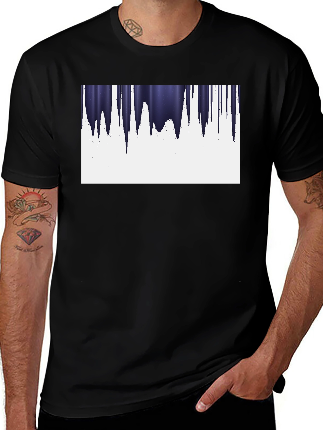Modern Icicle Graphic Tee - Black Cotton Blend