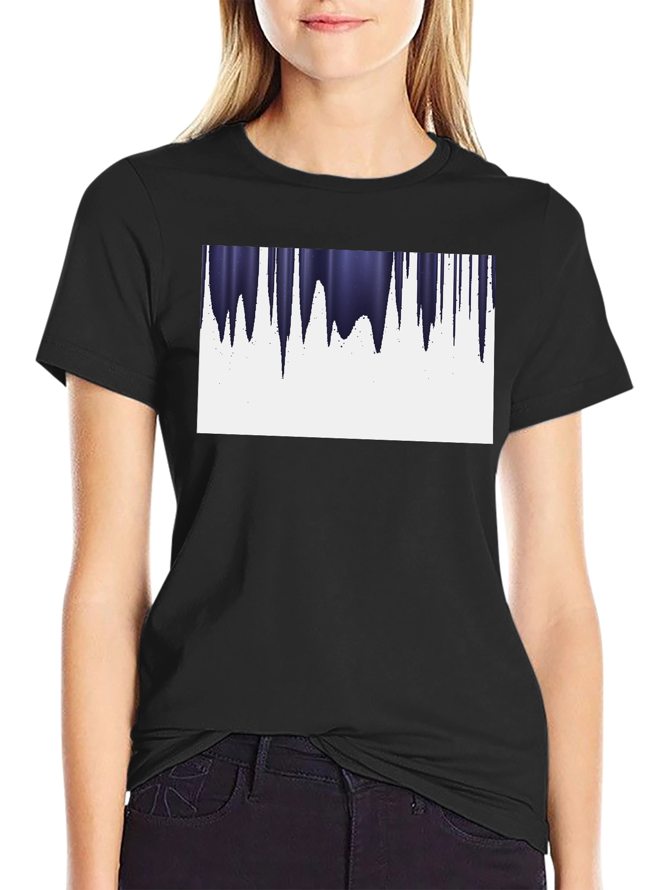 Modern Icicle Graphic Tee - Black Cotton Blend
