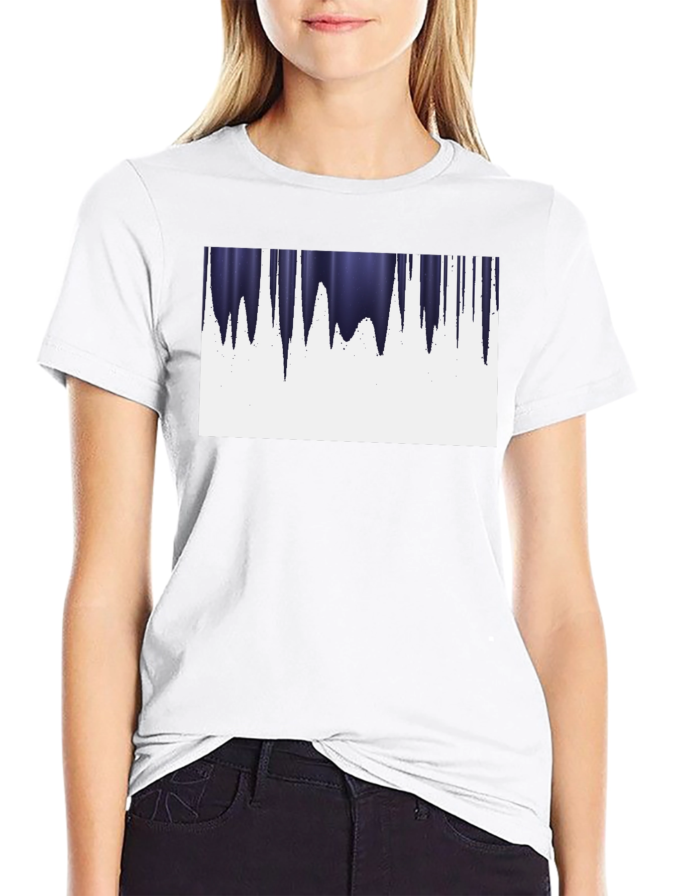 Modern Icicle Graphic Tee - Black Cotton Blend