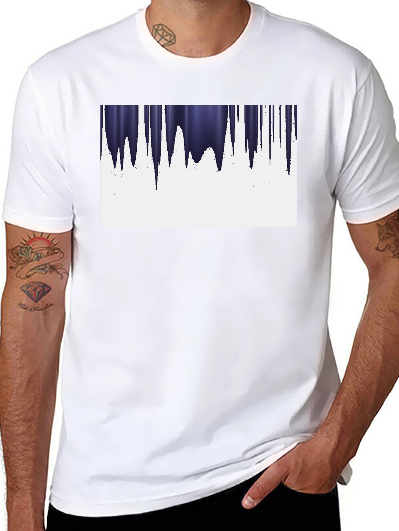 Modern Icicle Graphic Tee - Black Cotton Blend