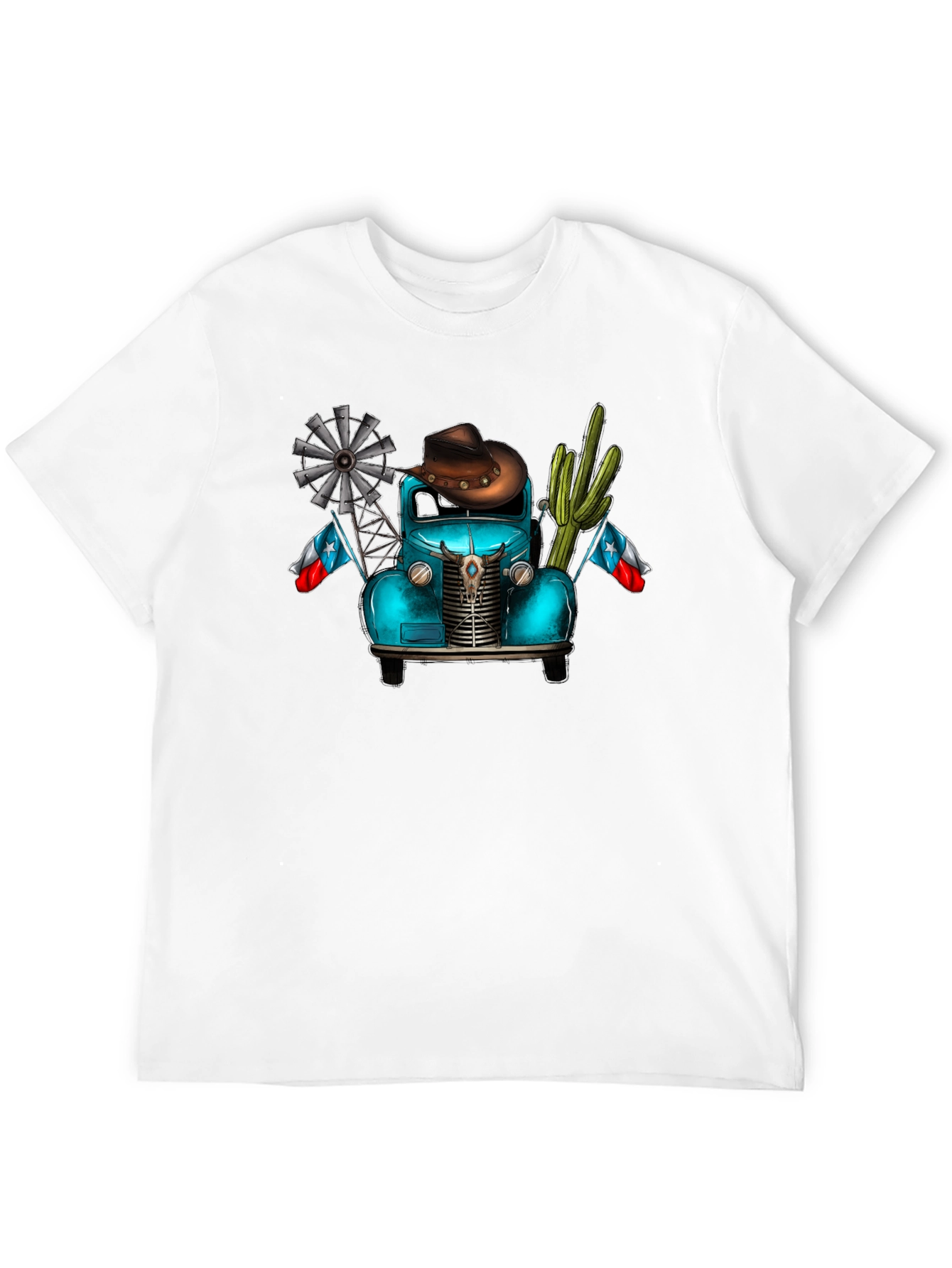 Texas Truck Tee - Cowboy Cactus Windmill Design