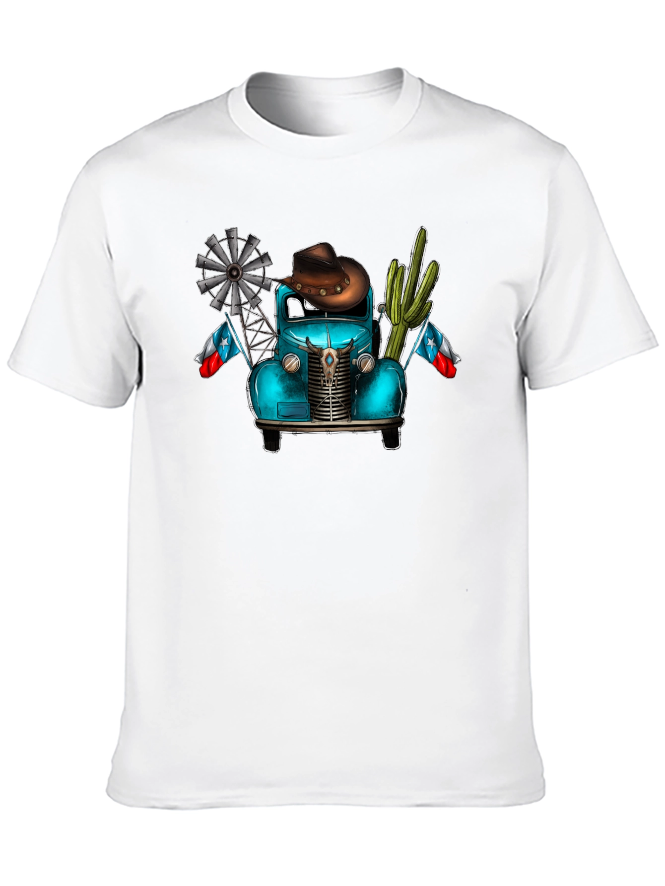 Texas Truck Tee - Cowboy Cactus Windmill Design