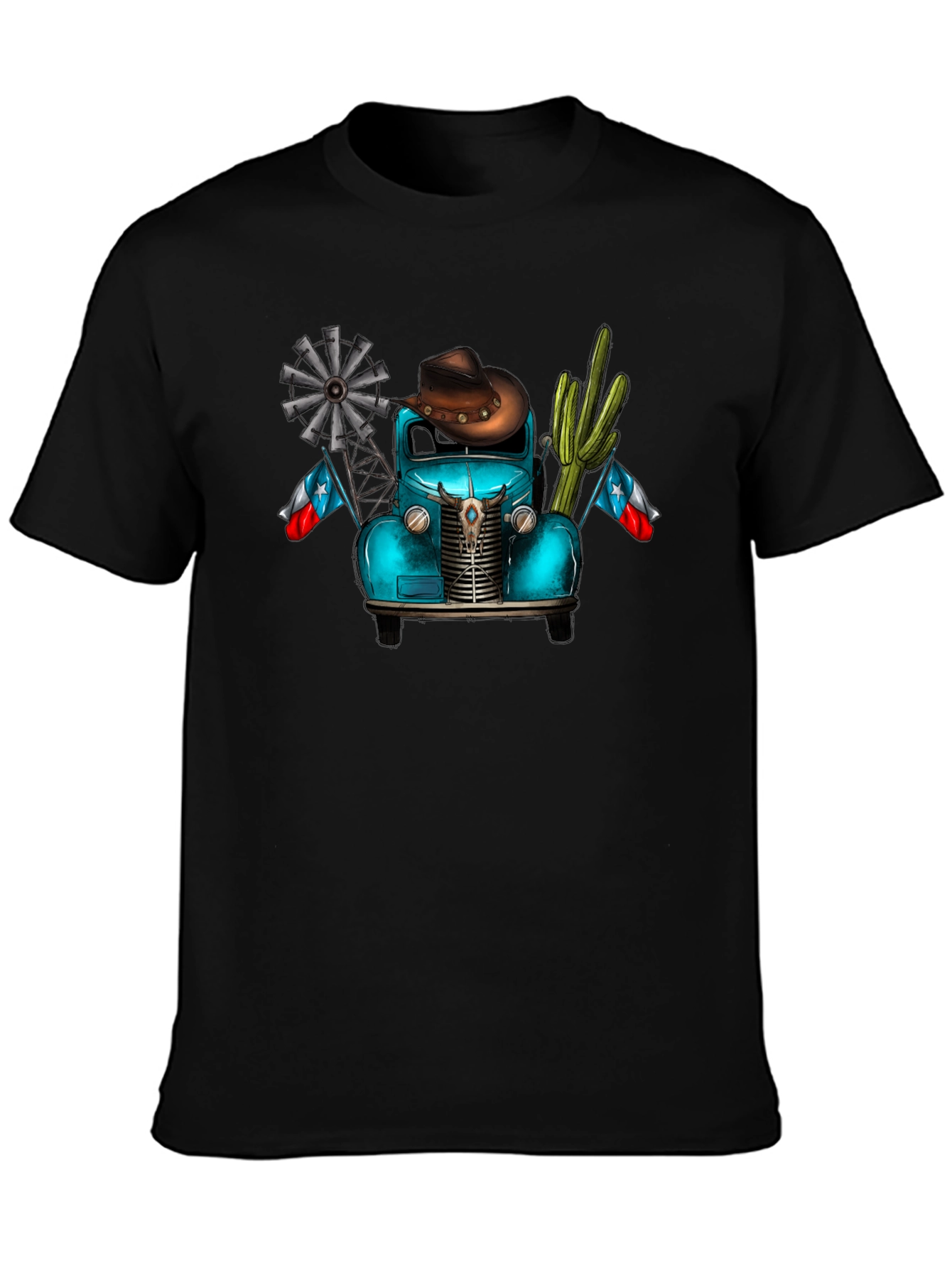 Texas Truck Tee - Cowboy Cactus Windmill Design