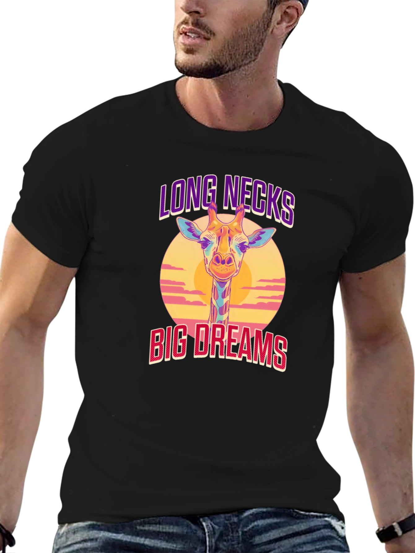 Long Necks Big Dreams Giraffe Graphic Tee