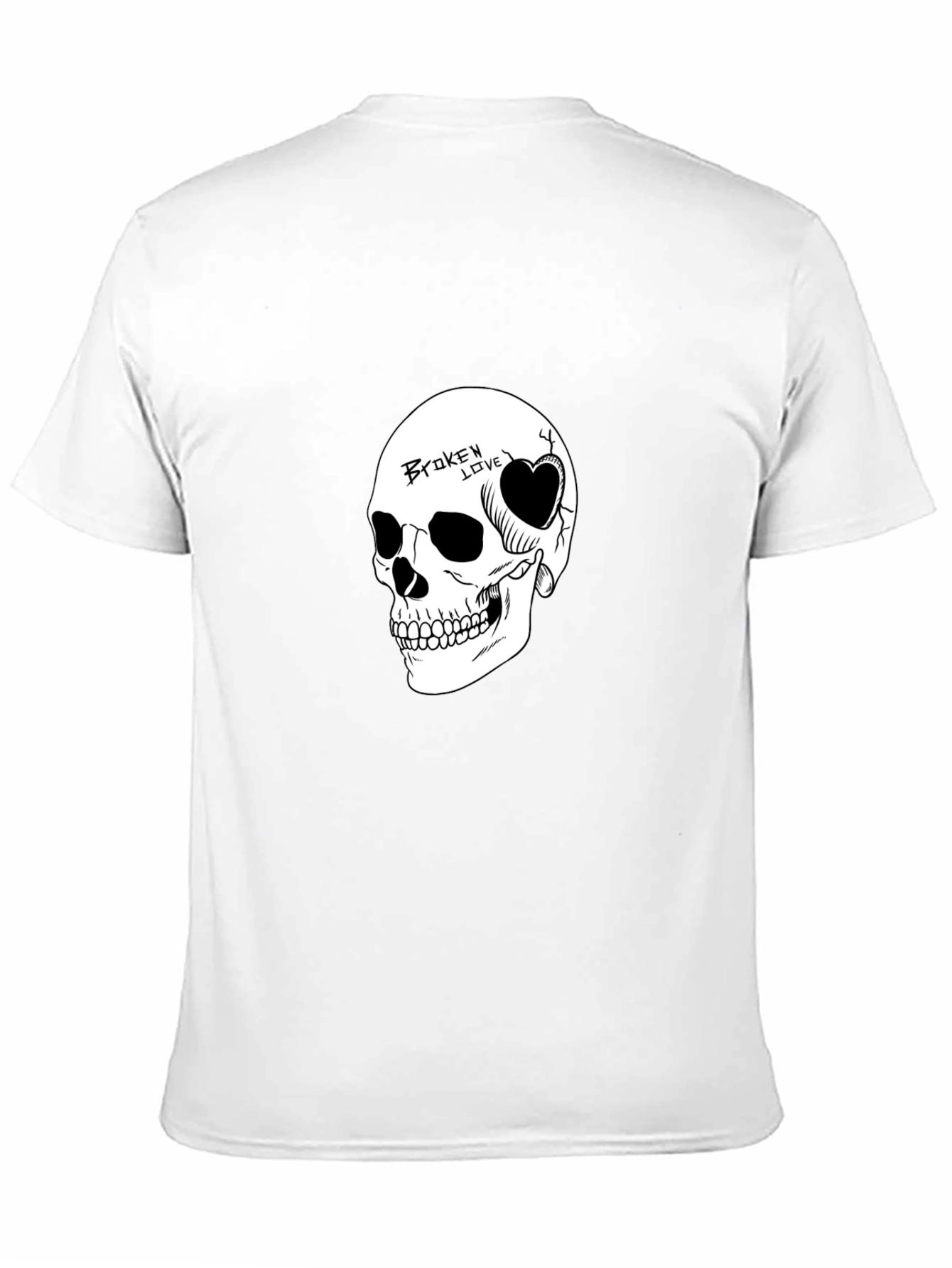 Skull Broken Love Graphic Print Mens Black T-Shirt