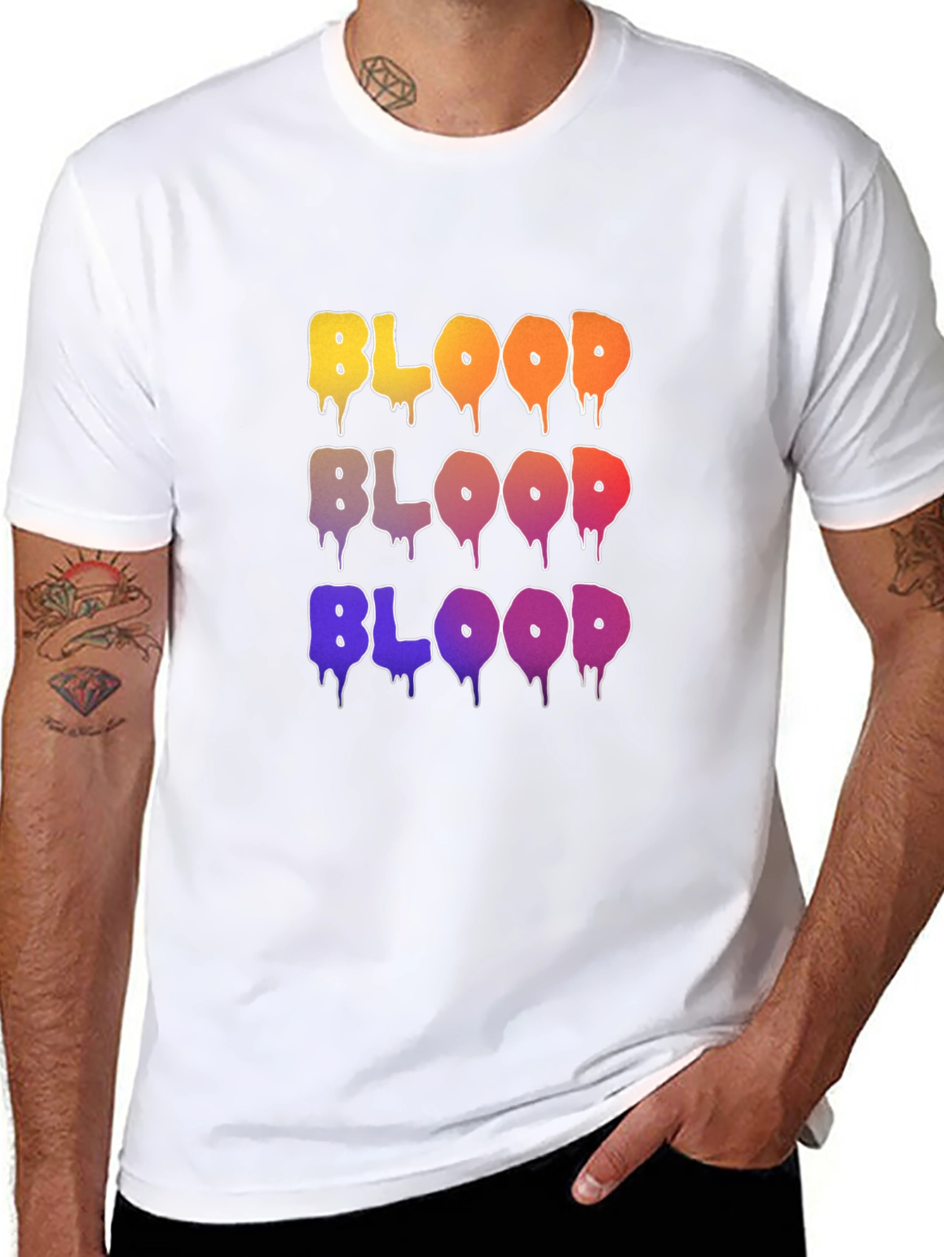 Colorful BLOOD Graphic T-Shirt
