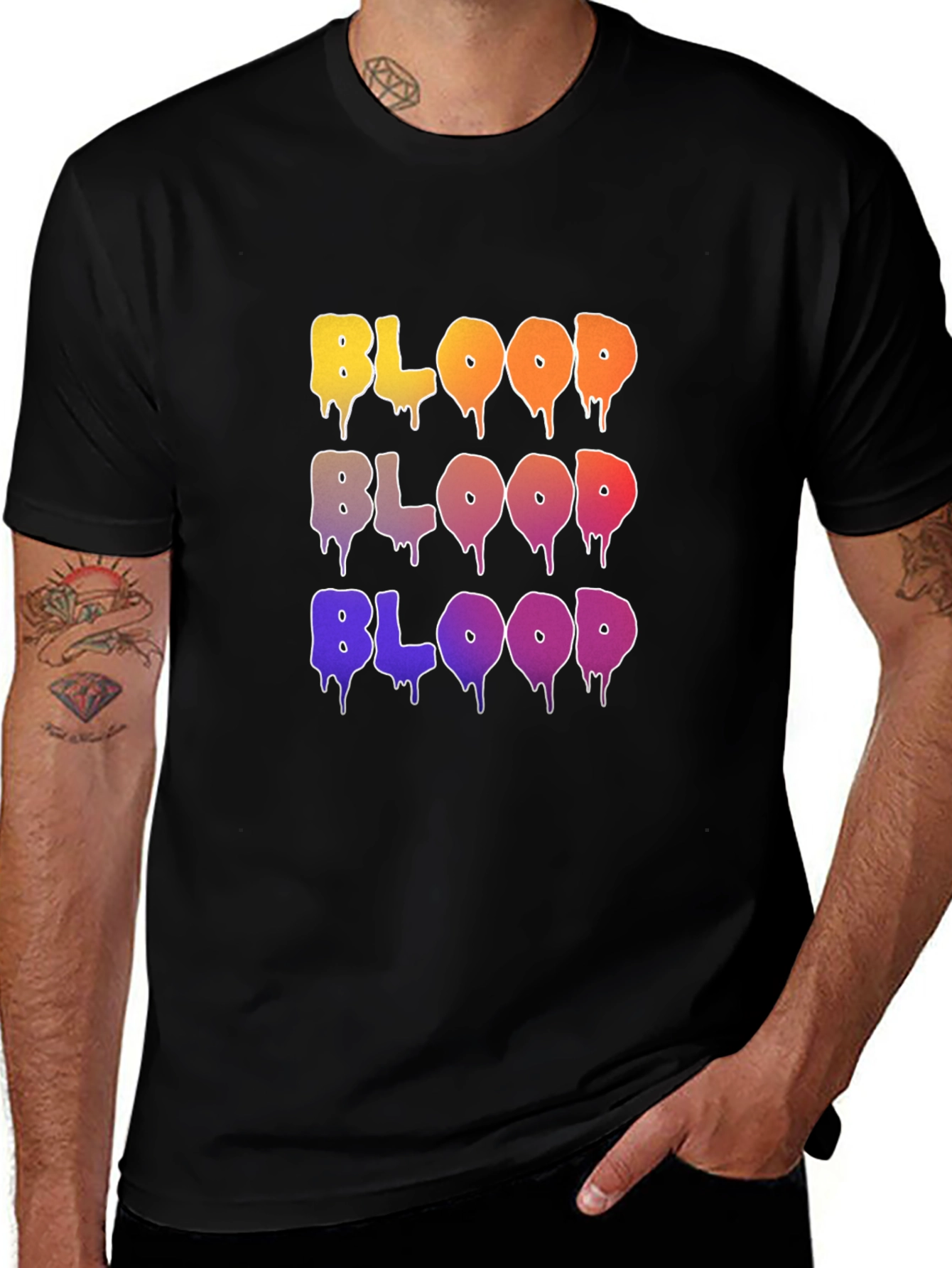 Colorful BLOOD Graphic T-Shirt