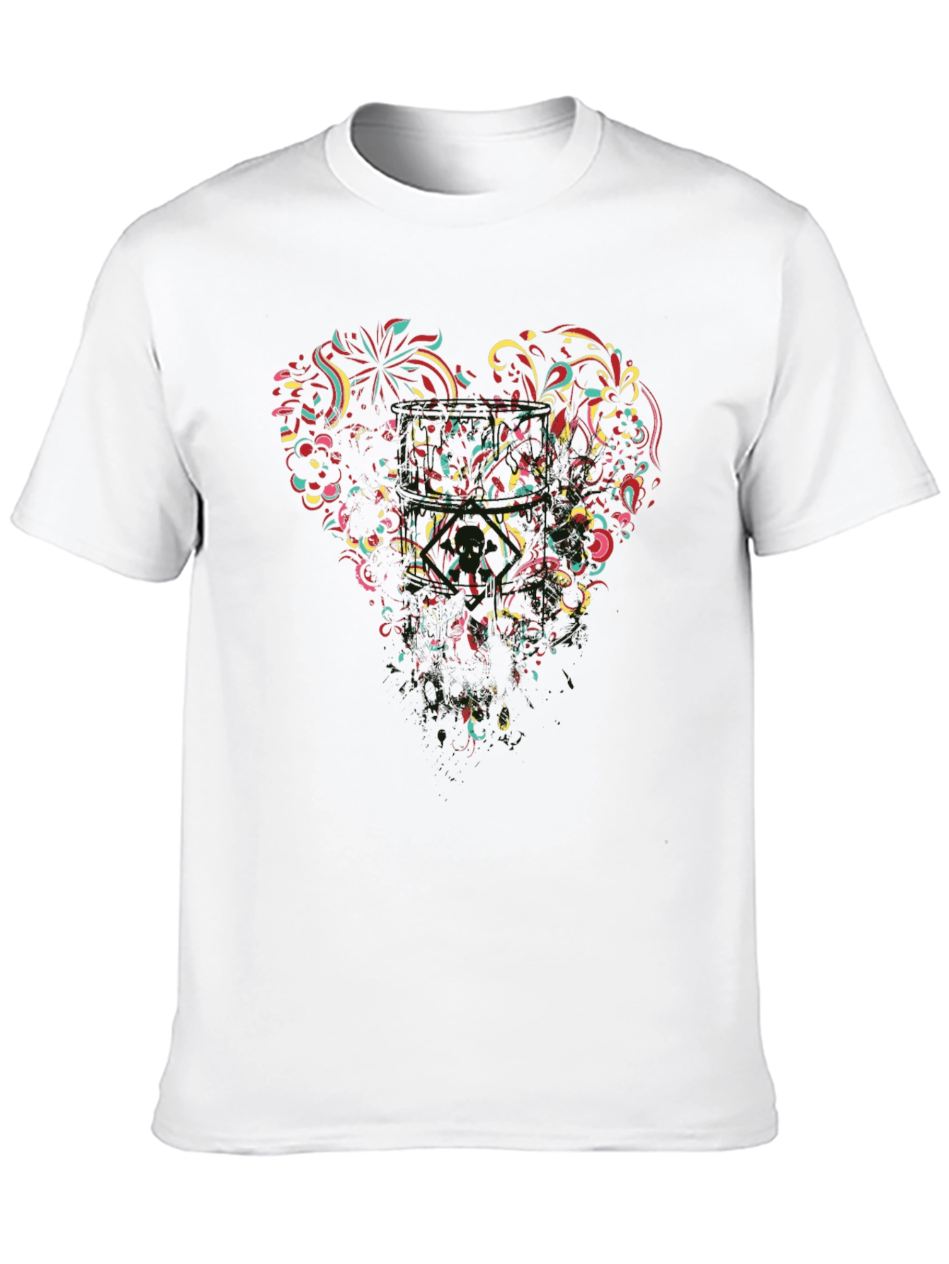 Floral Heart Graphic Black T-Shirt