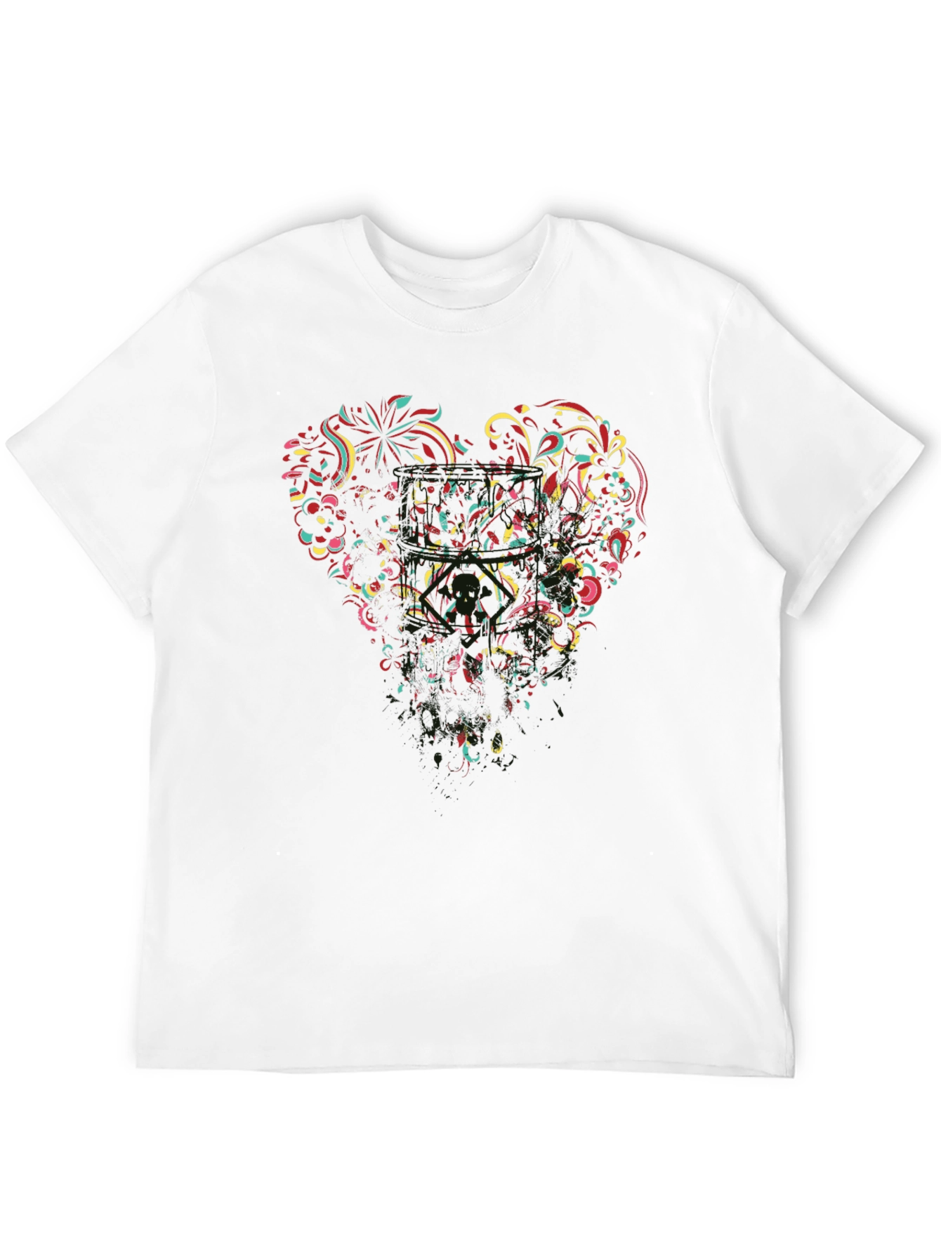 Floral Heart Graphic Black T-Shirt