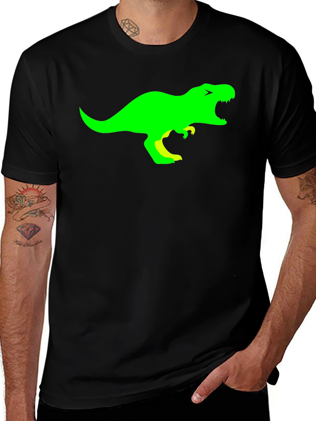 Dino Graphic Tee - Black Cotton T-Shirt