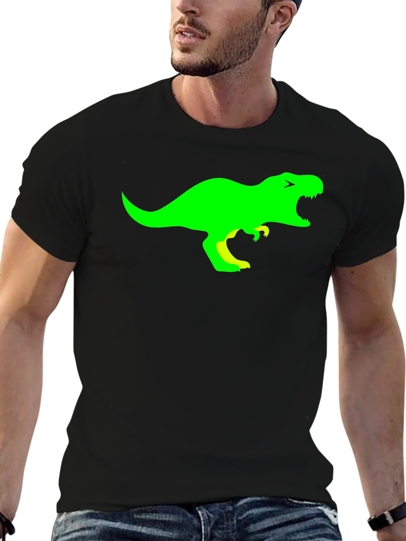 Dino Graphic Tee - Black Cotton T-Shirt