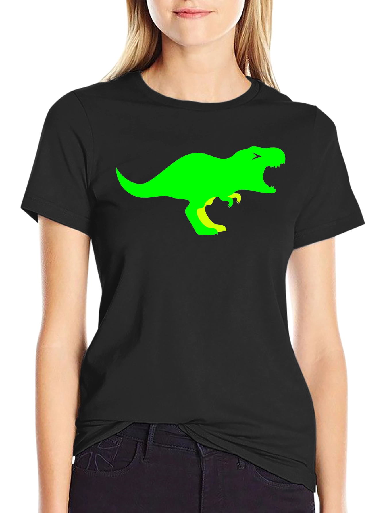 Dino Graphic Tee - Black Cotton T-Shirt