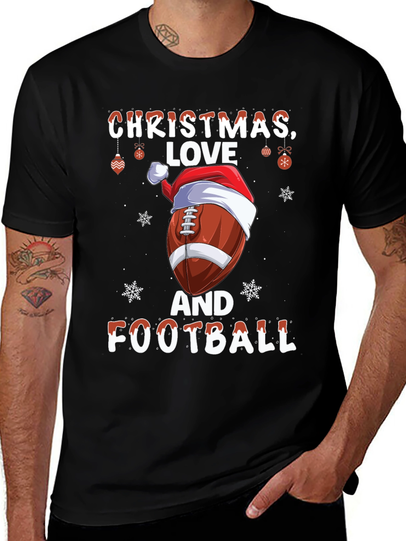 Christmas Love and Football Graphic Tee