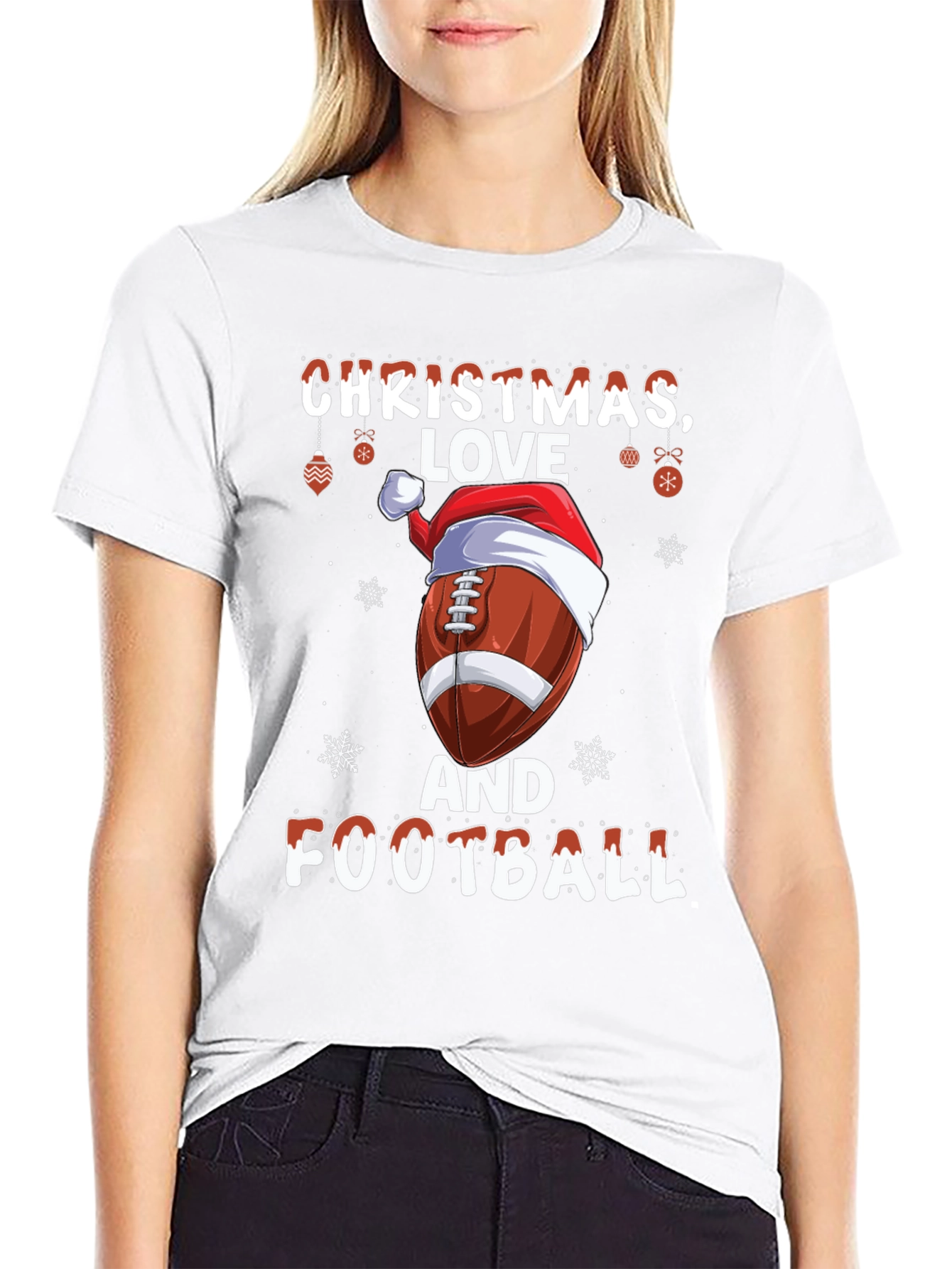 Christmas Love and Football Graphic Tee