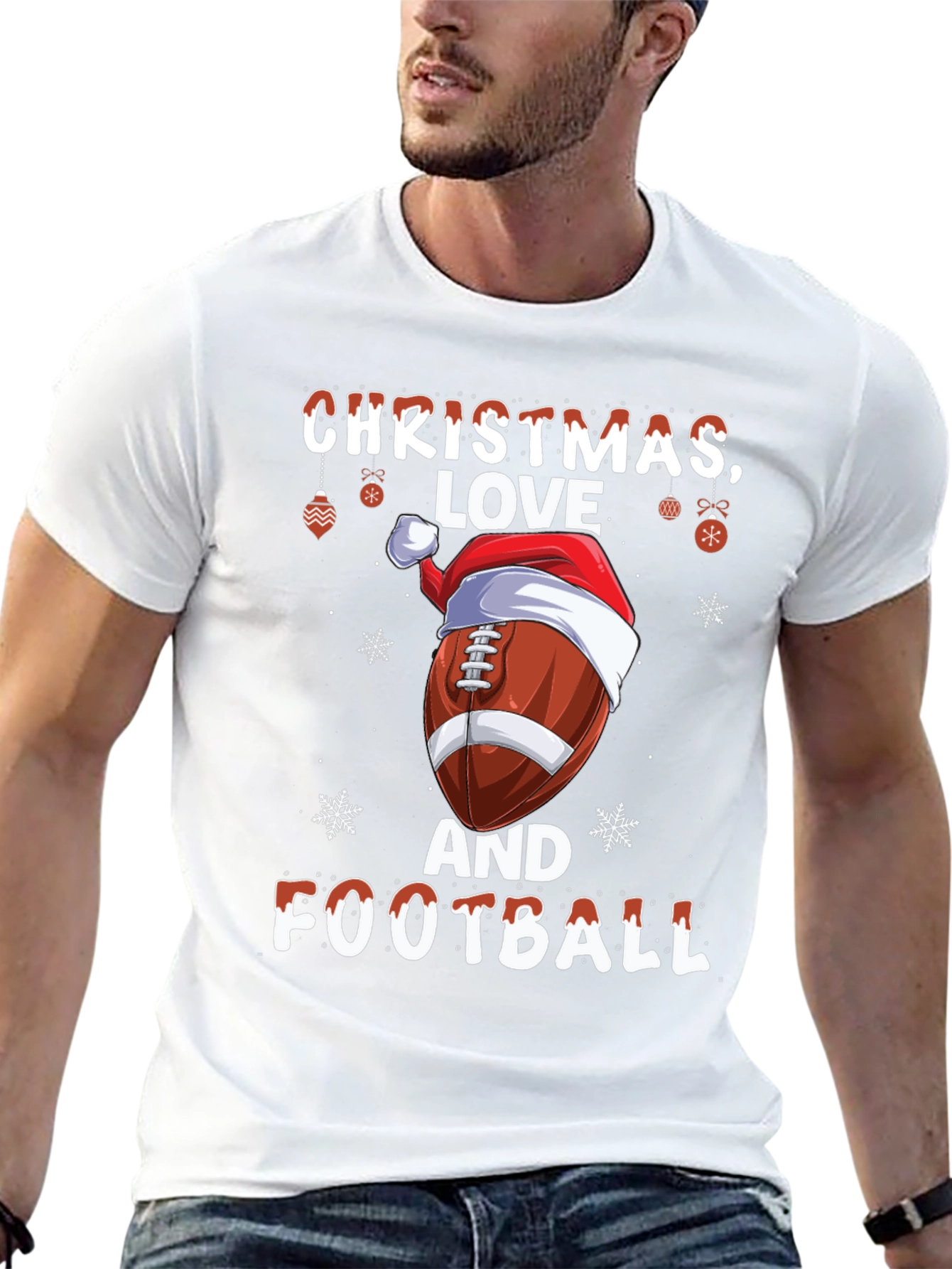 Christmas Love and Football Graphic Tee