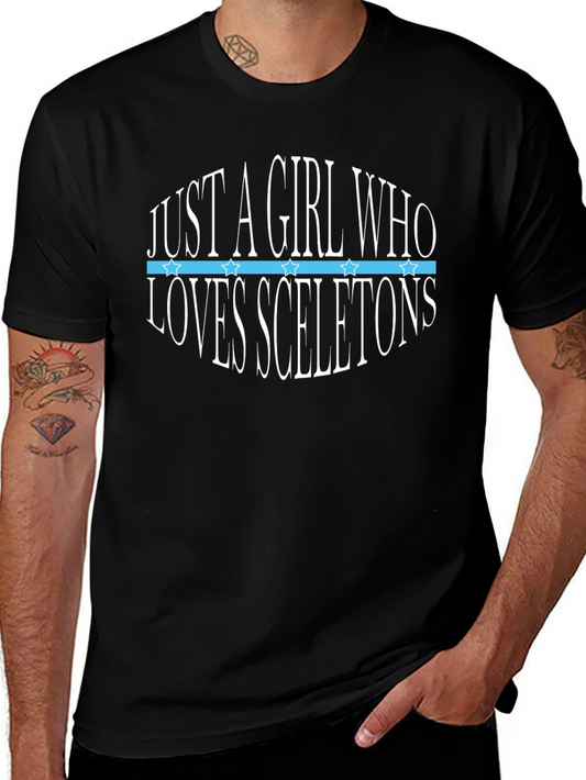 Girl Who Loves Skeletons Black T-Shirt