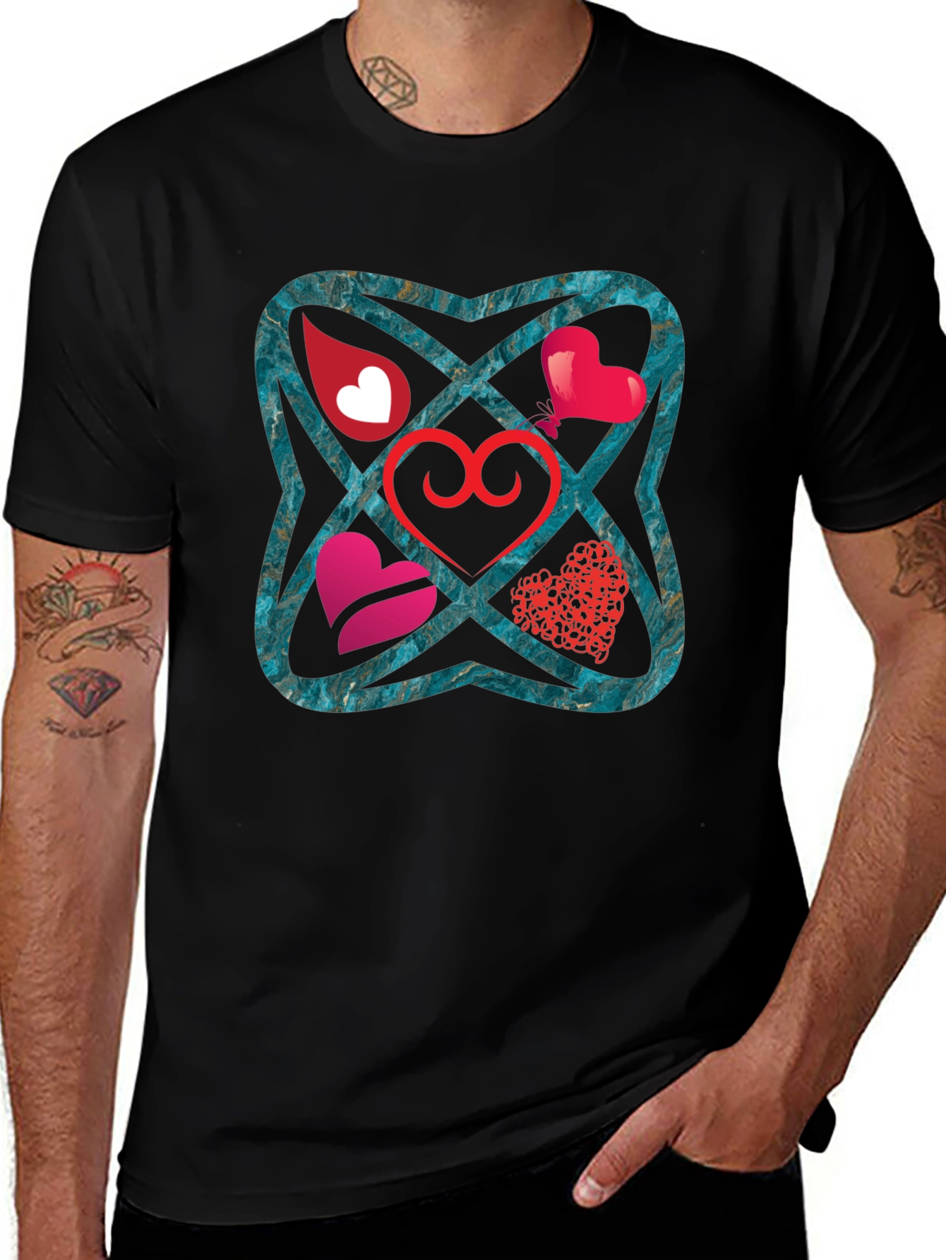 Heart Motif Graphic Tee - Stylish Unisex T-Shirt