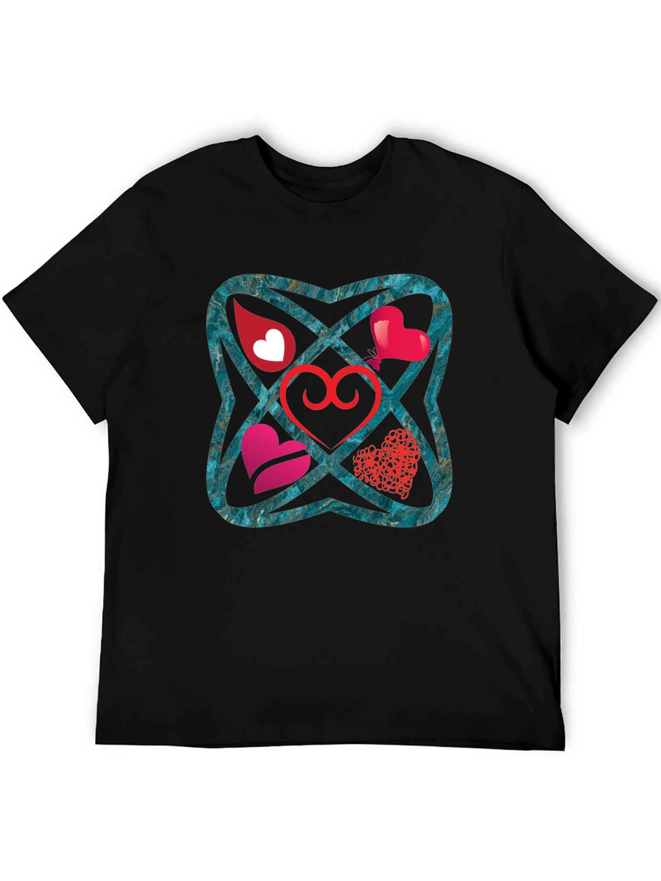 Heart Motif Graphic Tee - Stylish Unisex T-Shirt