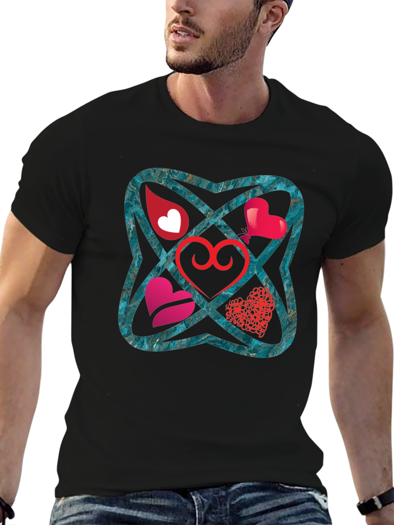 Heart Motif Graphic Tee - Stylish Unisex T-Shirt