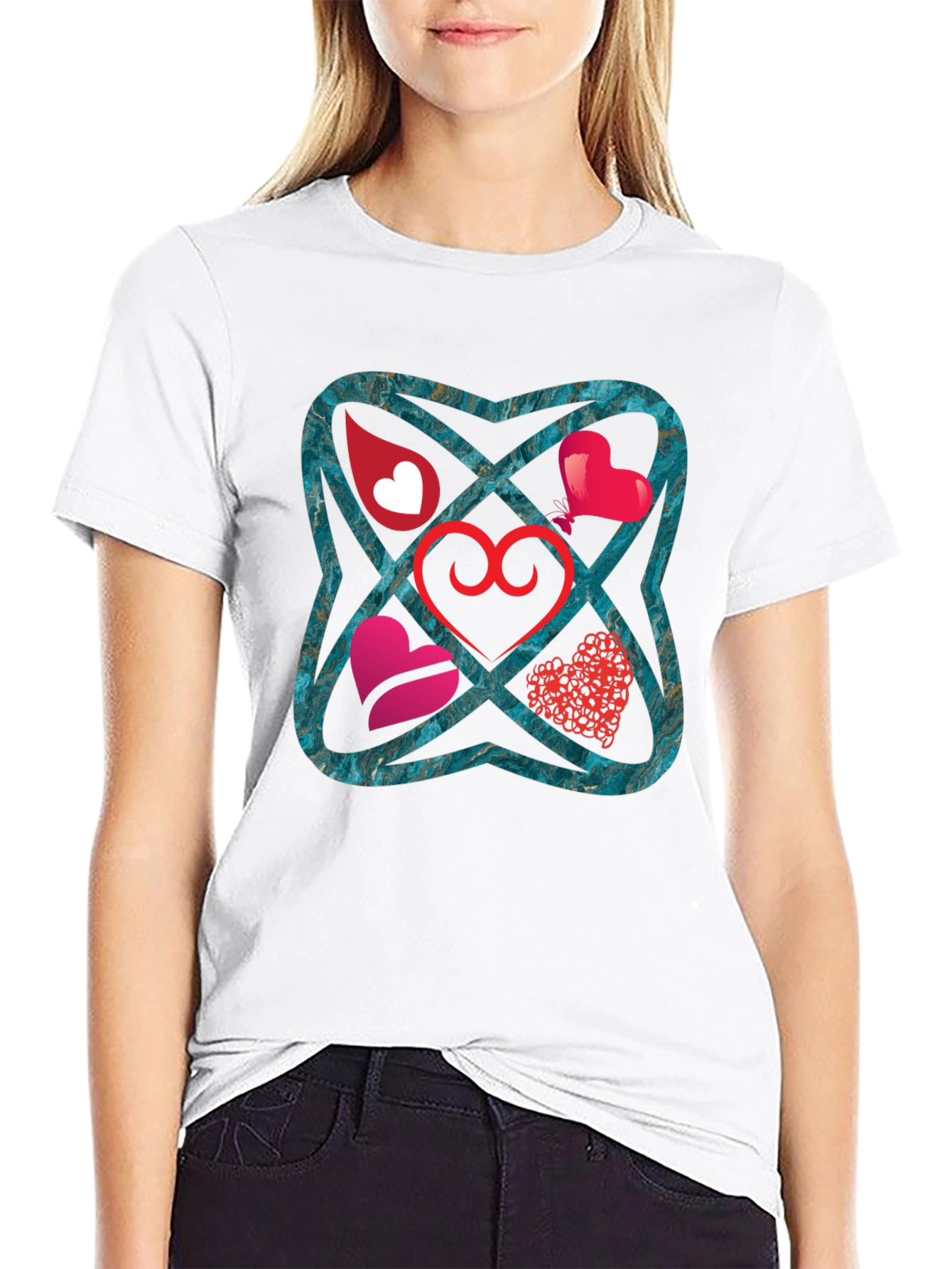 Heart Motif Graphic Tee - Stylish Unisex T-Shirt