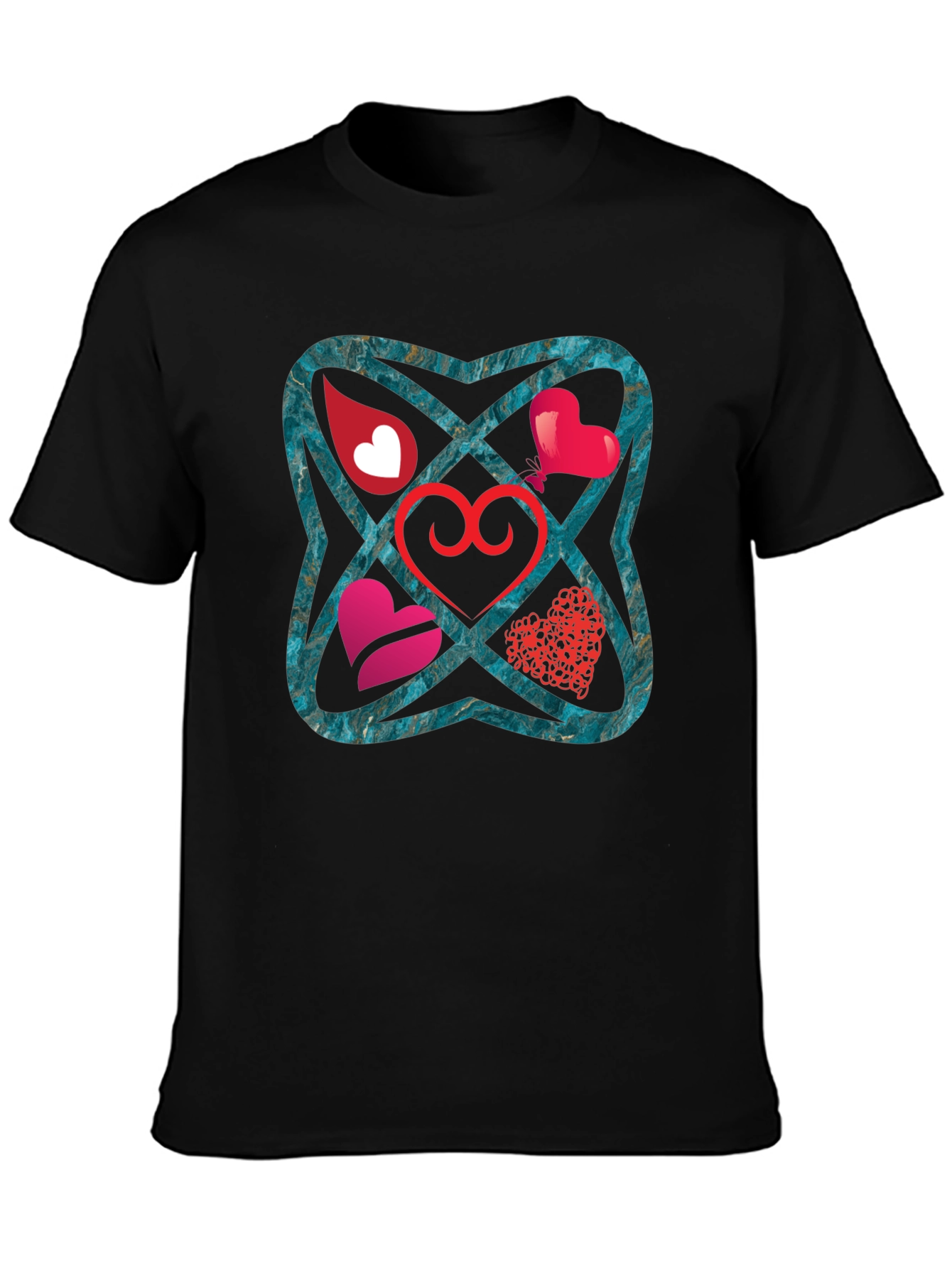 Heart Motif Graphic Tee - Stylish Unisex T-Shirt