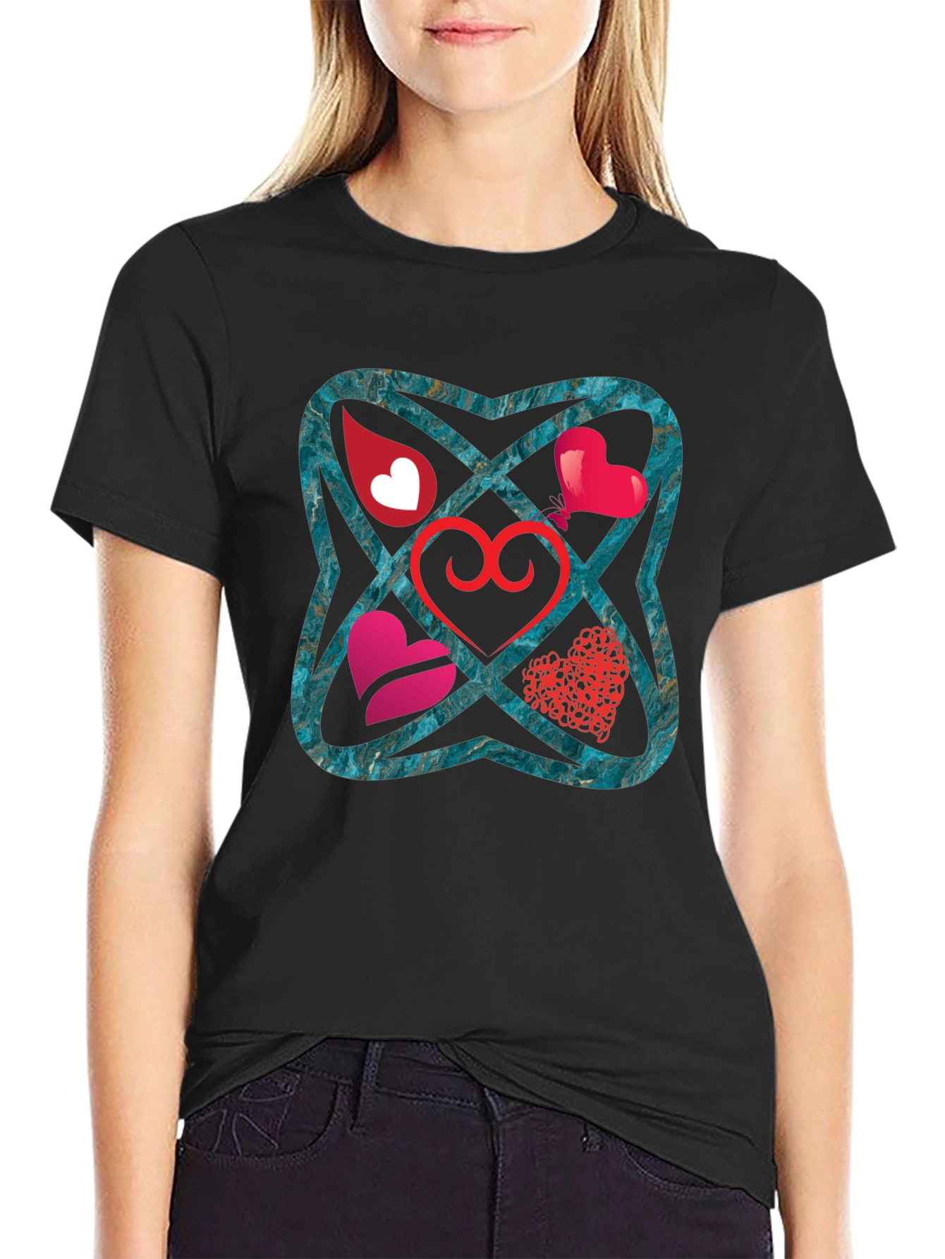 Heart Motif Graphic Tee - Stylish Unisex T-Shirt
