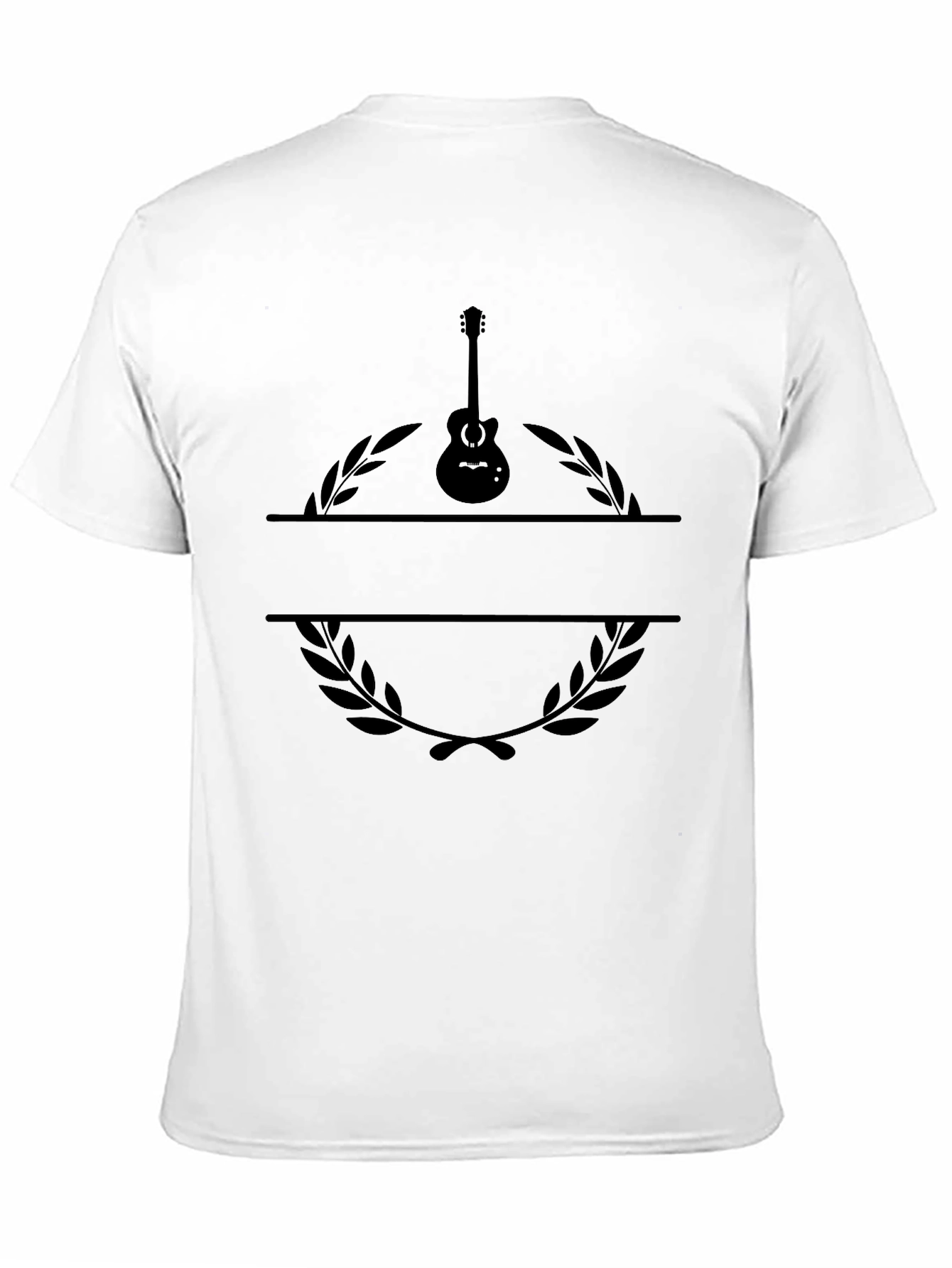 Guitar Laurel Wreath Black T-Shirt - Music Lover Tee