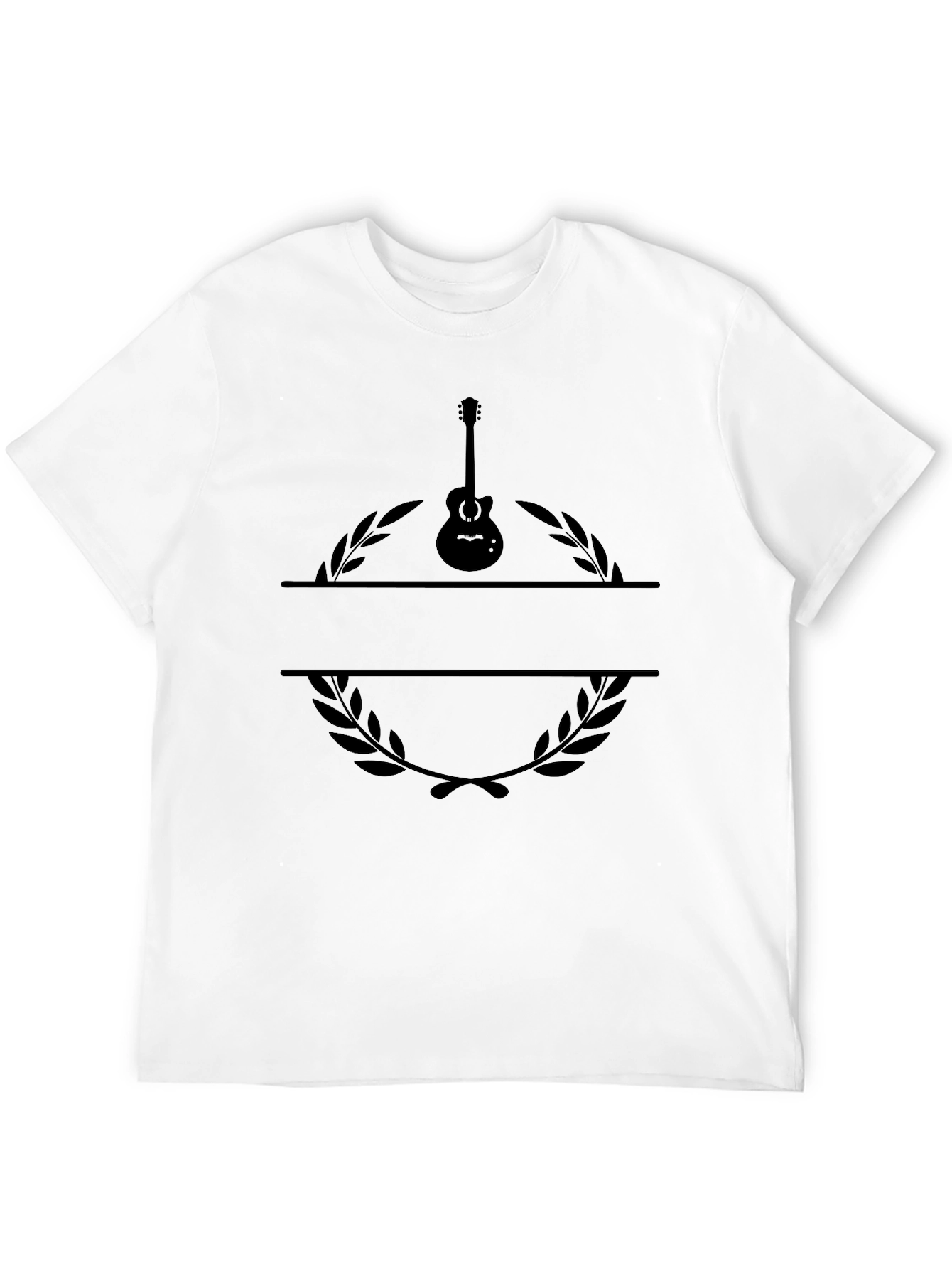 Guitar Laurel Wreath Black T-Shirt - Music Lover Tee