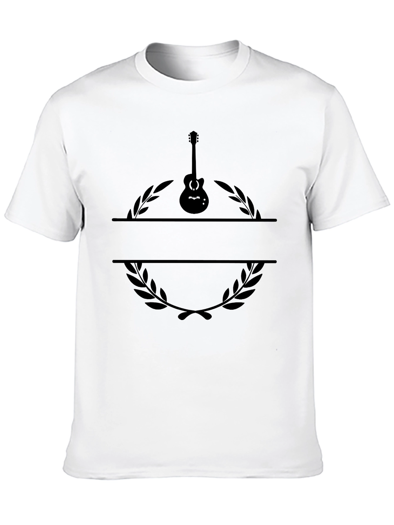 Guitar Laurel Wreath Black T-Shirt - Music Lover Tee