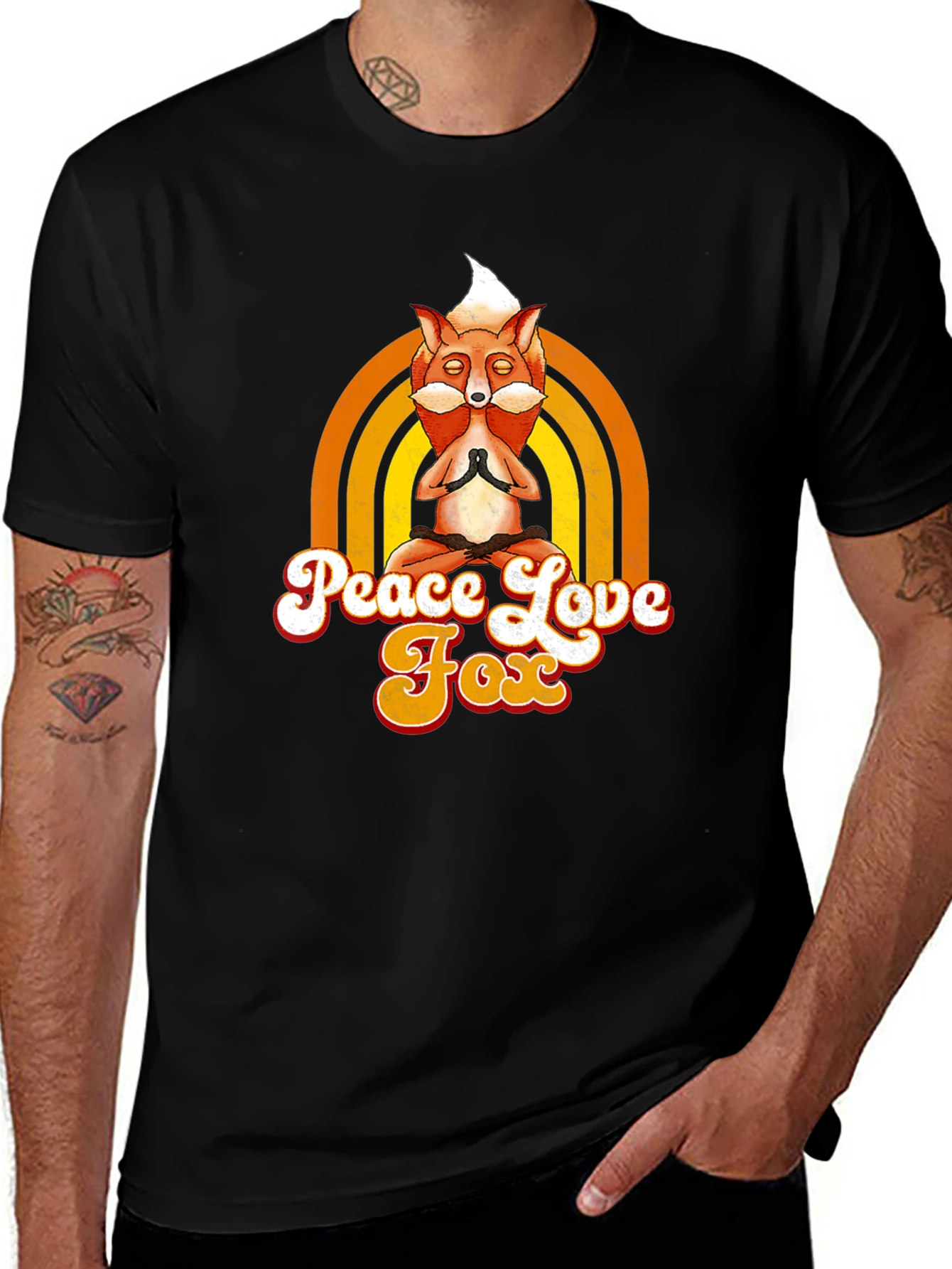 Peace Love Fox T-Shirt - Meditating Animal Tee