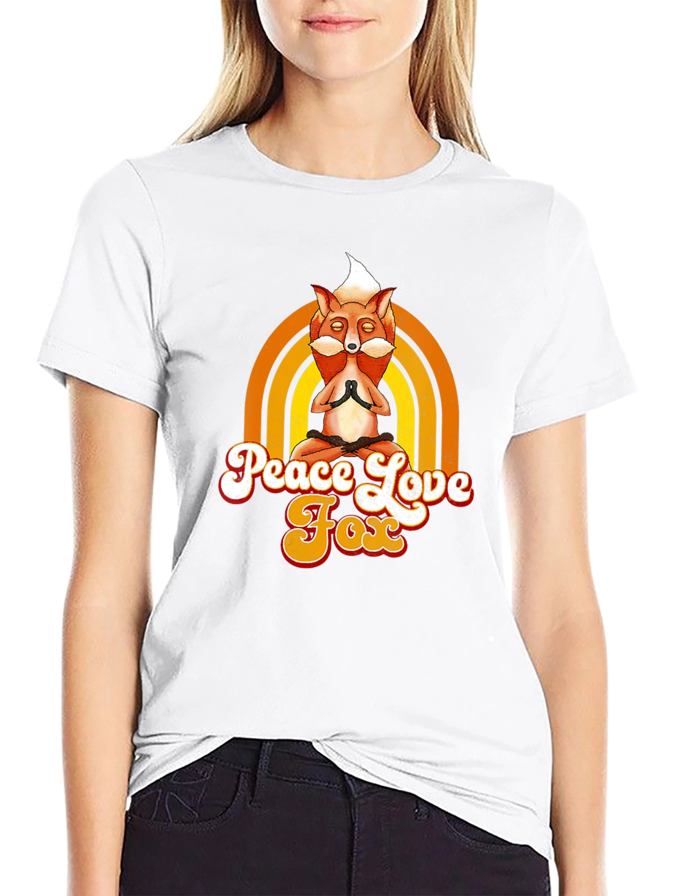 Peace Love Fox T-Shirt - Meditating Animal Tee
