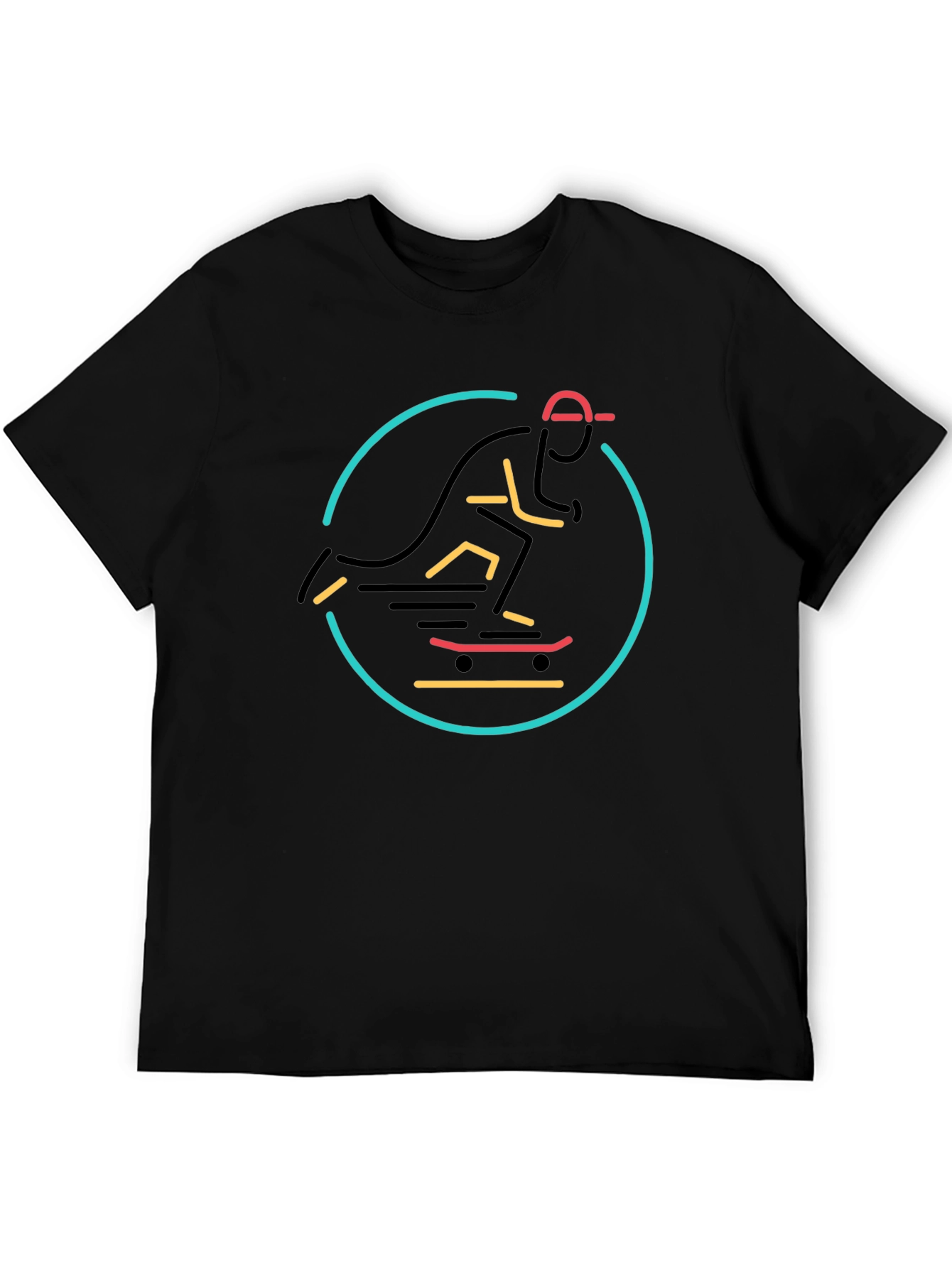 Neon Skater Black T-Shirt - Urban Cool