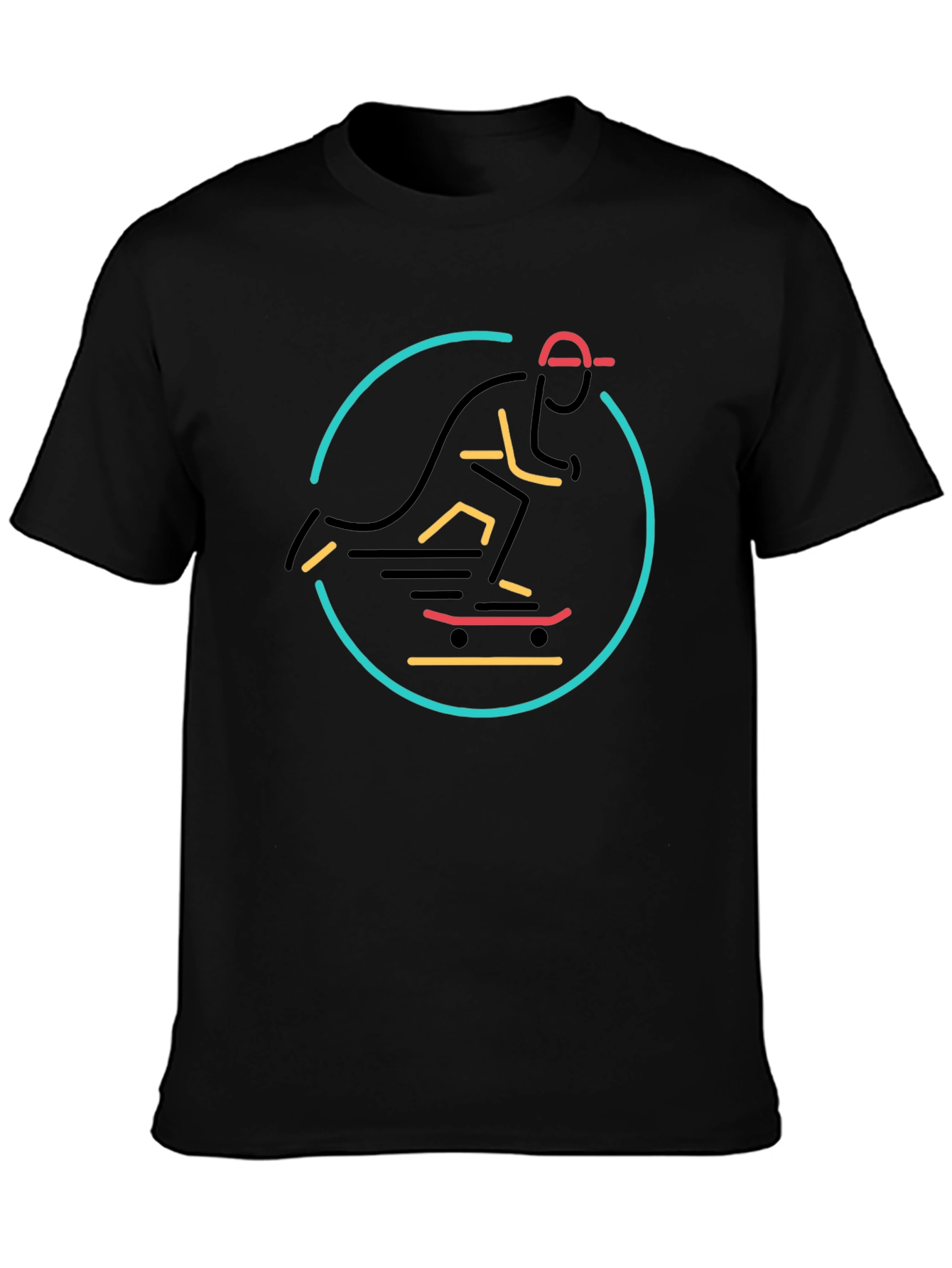 Neon Skater Black T-Shirt - Urban Cool
