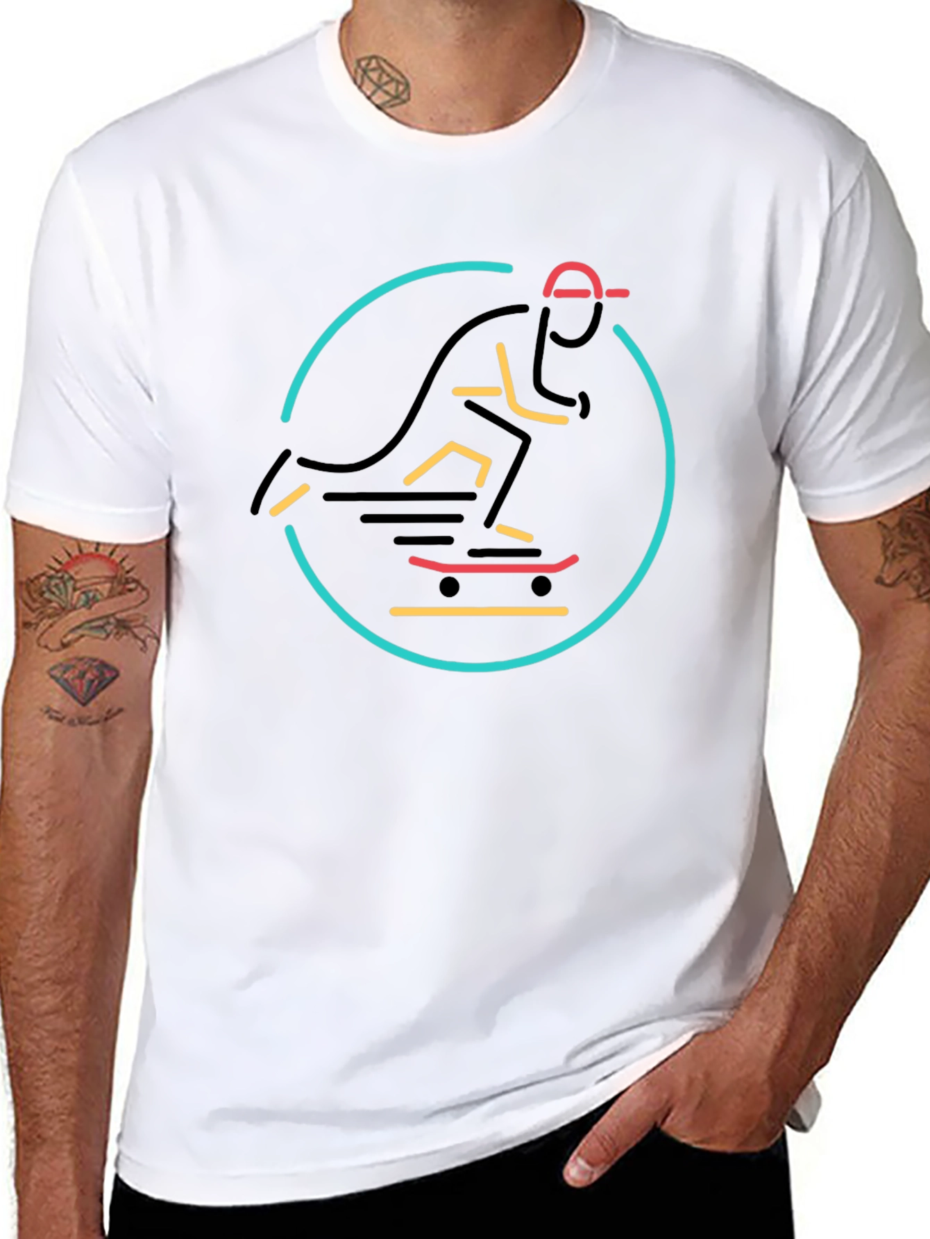 Neon Skater Black T-Shirt - Urban Cool