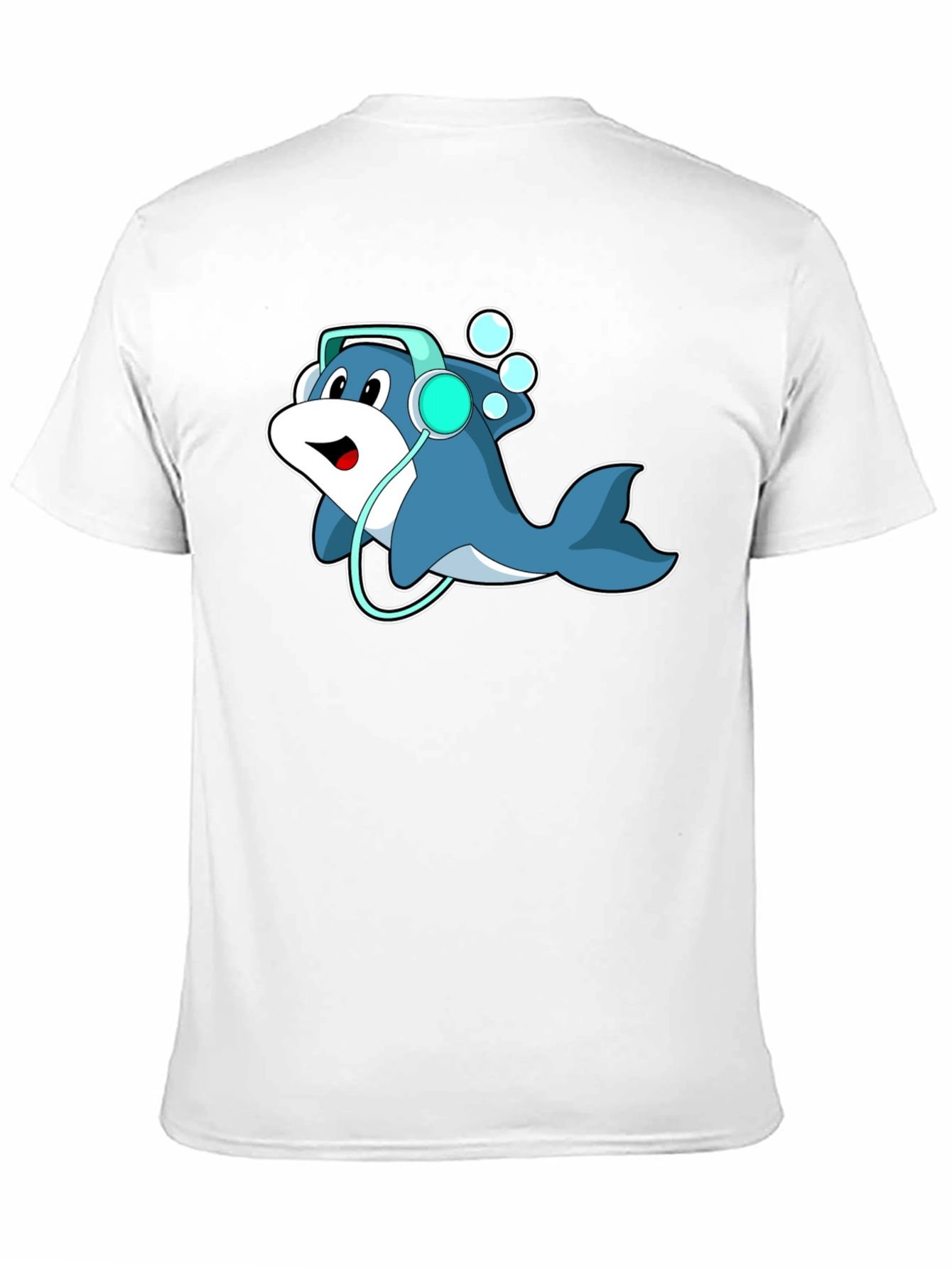Cartoon Dolphin Headphone Graphic Tee