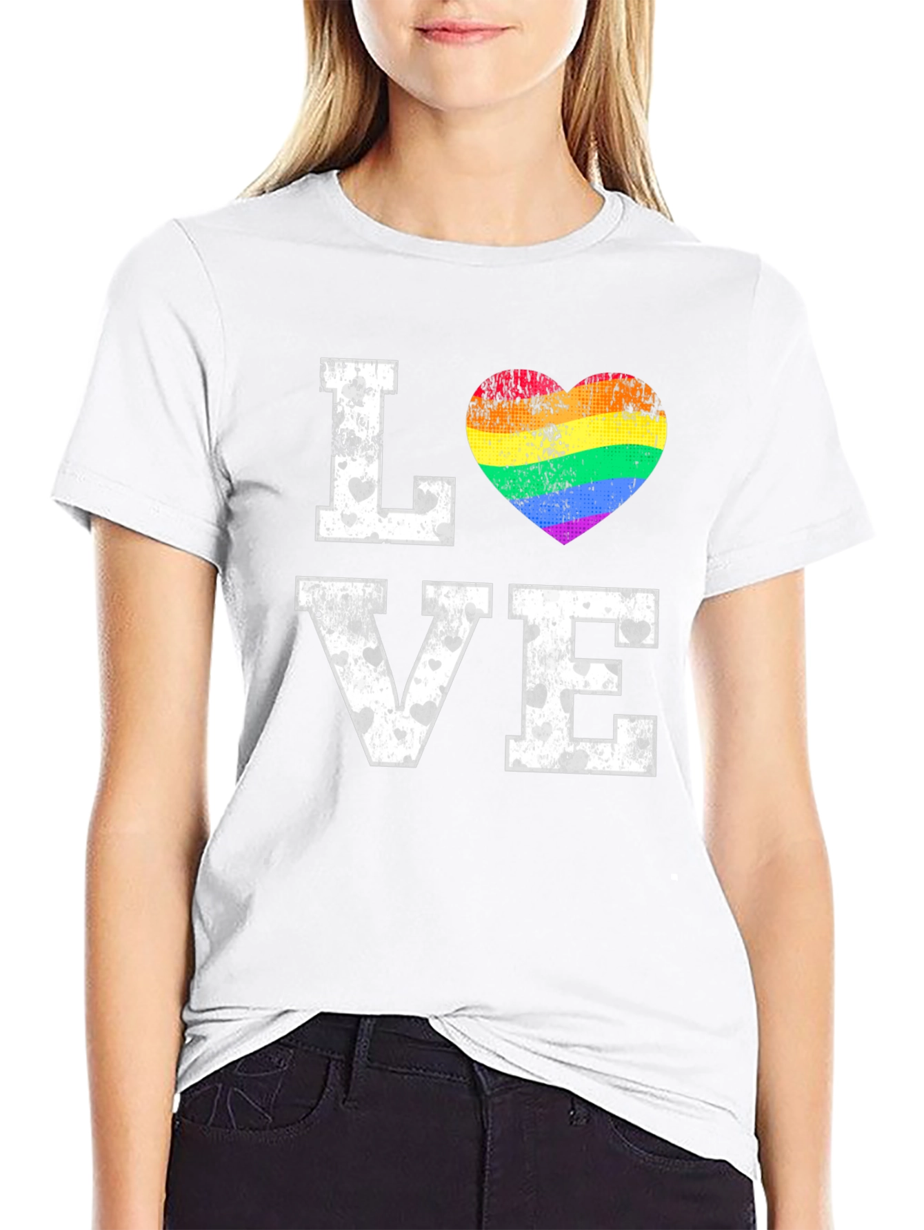 LGBTQ+ Pride Love Rainbow Heart Graphic T-Shirt