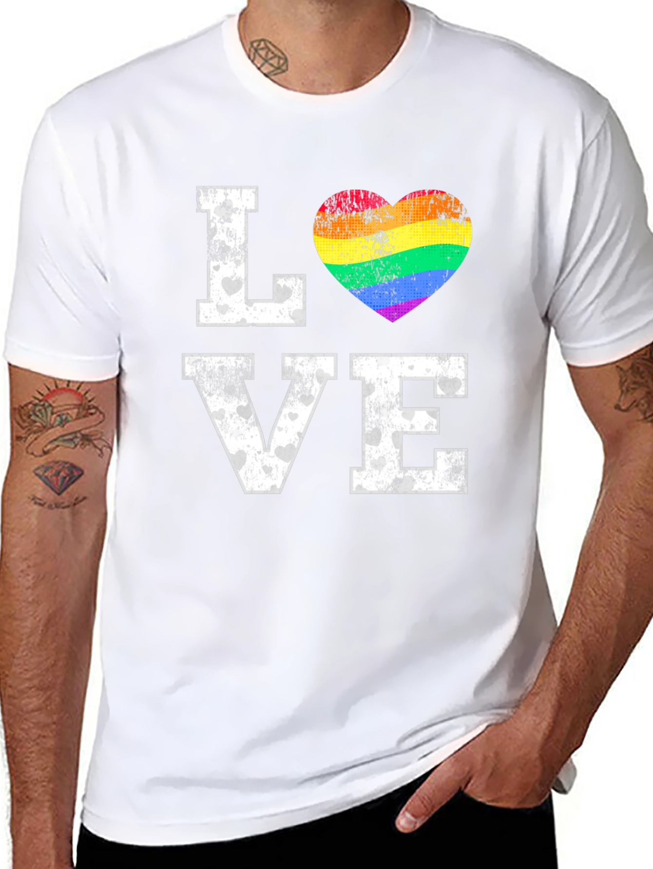 LGBTQ+ Pride Love Rainbow Heart Graphic T-Shirt