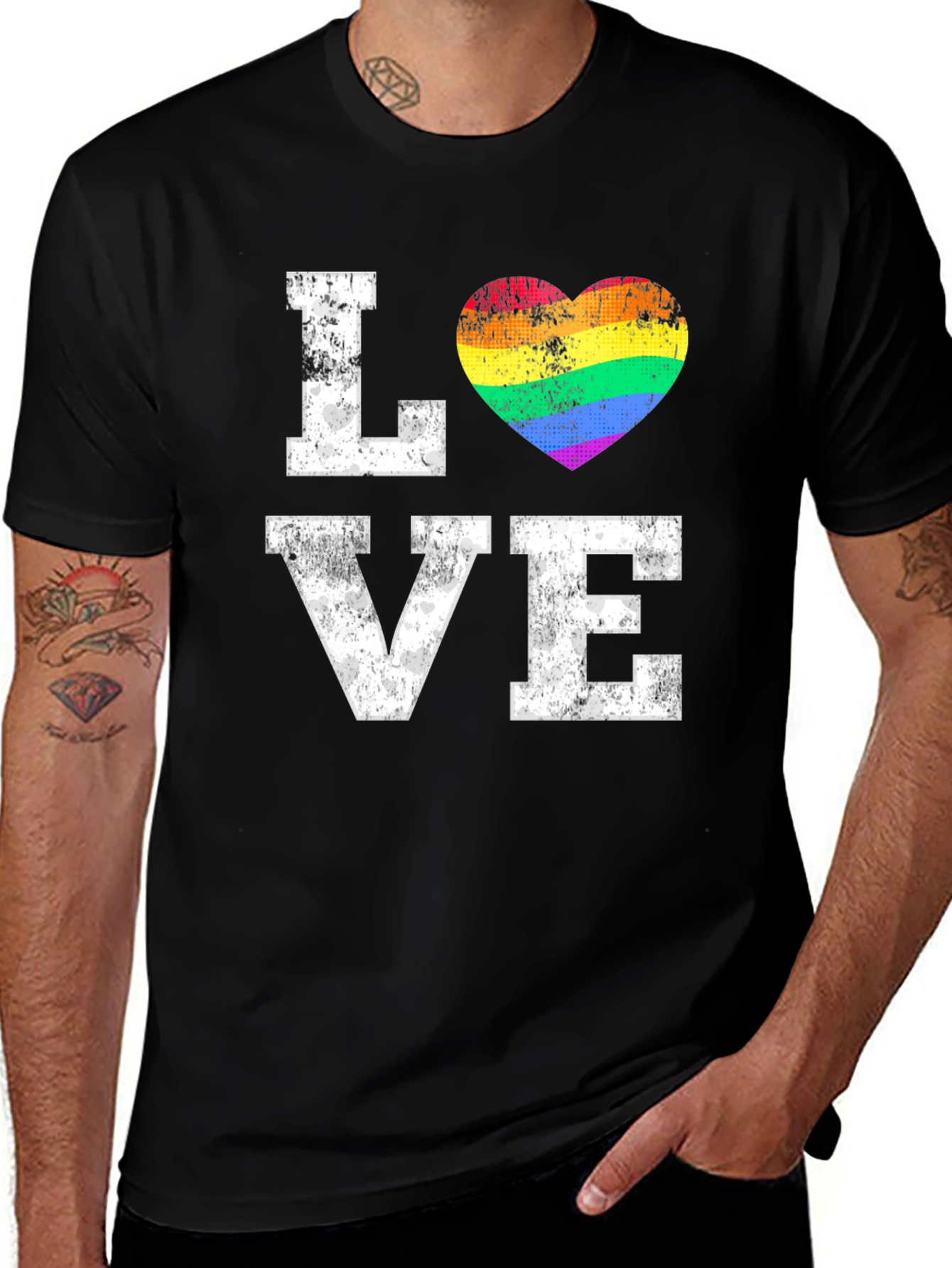 LGBTQ+ Pride Love Rainbow Heart Graphic T-Shirt