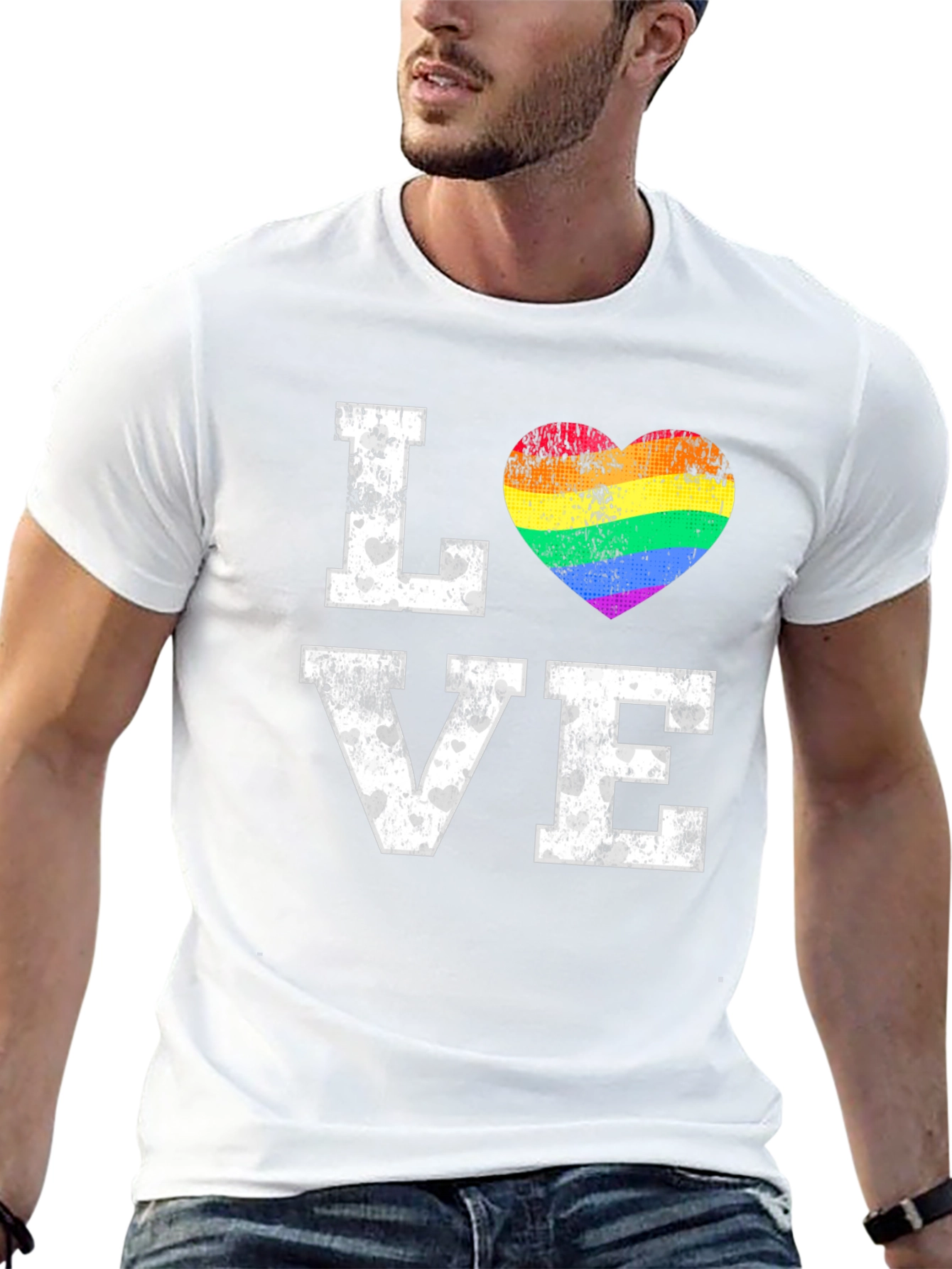 LGBTQ+ Pride Love Rainbow Heart Graphic T-Shirt