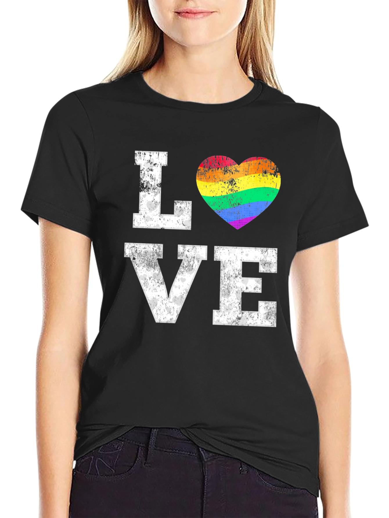LGBTQ+ Pride Love Rainbow Heart Graphic T-Shirt