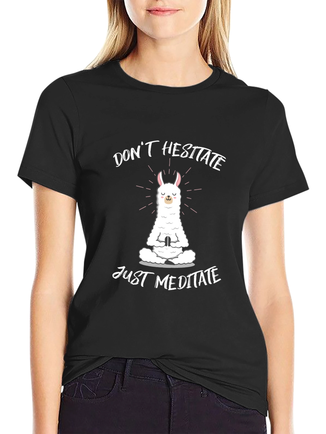 Meditating Llama T-Shirt: Dont Hesitate Just Meditate!