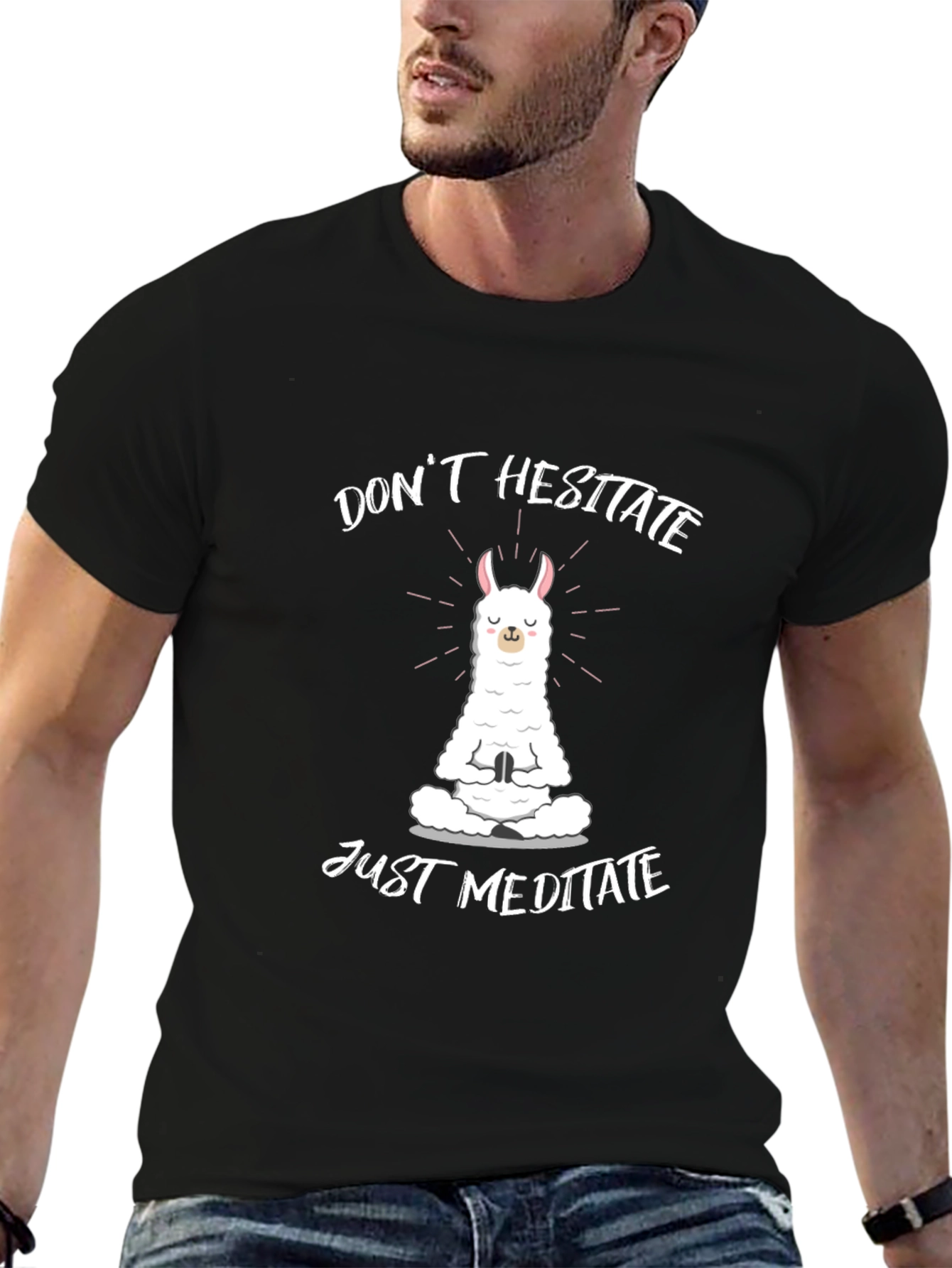 Meditating Llama T-Shirt: Dont Hesitate Just Meditate!