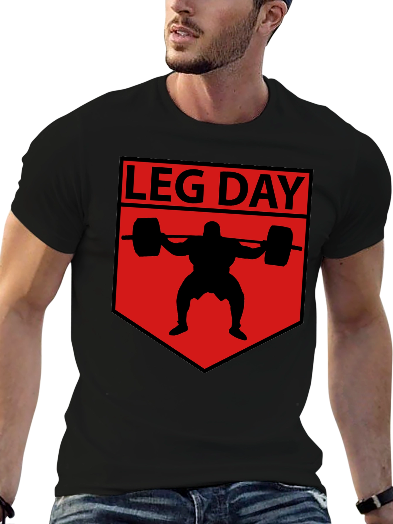 Leg Day Graphic T-Shirt - Black Cotton Gym Tee