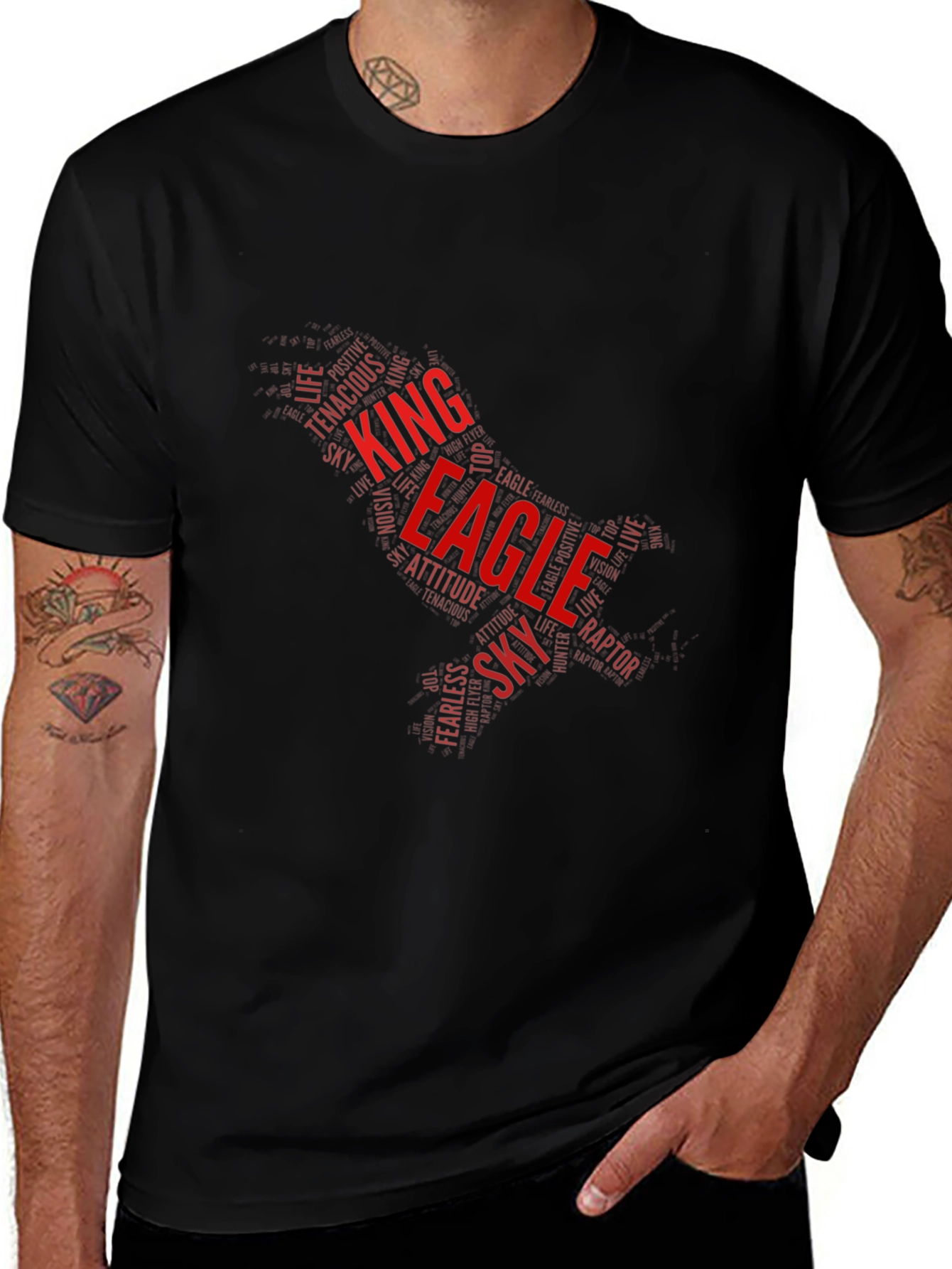 King Eagle Word Art Graphic T-Shirt