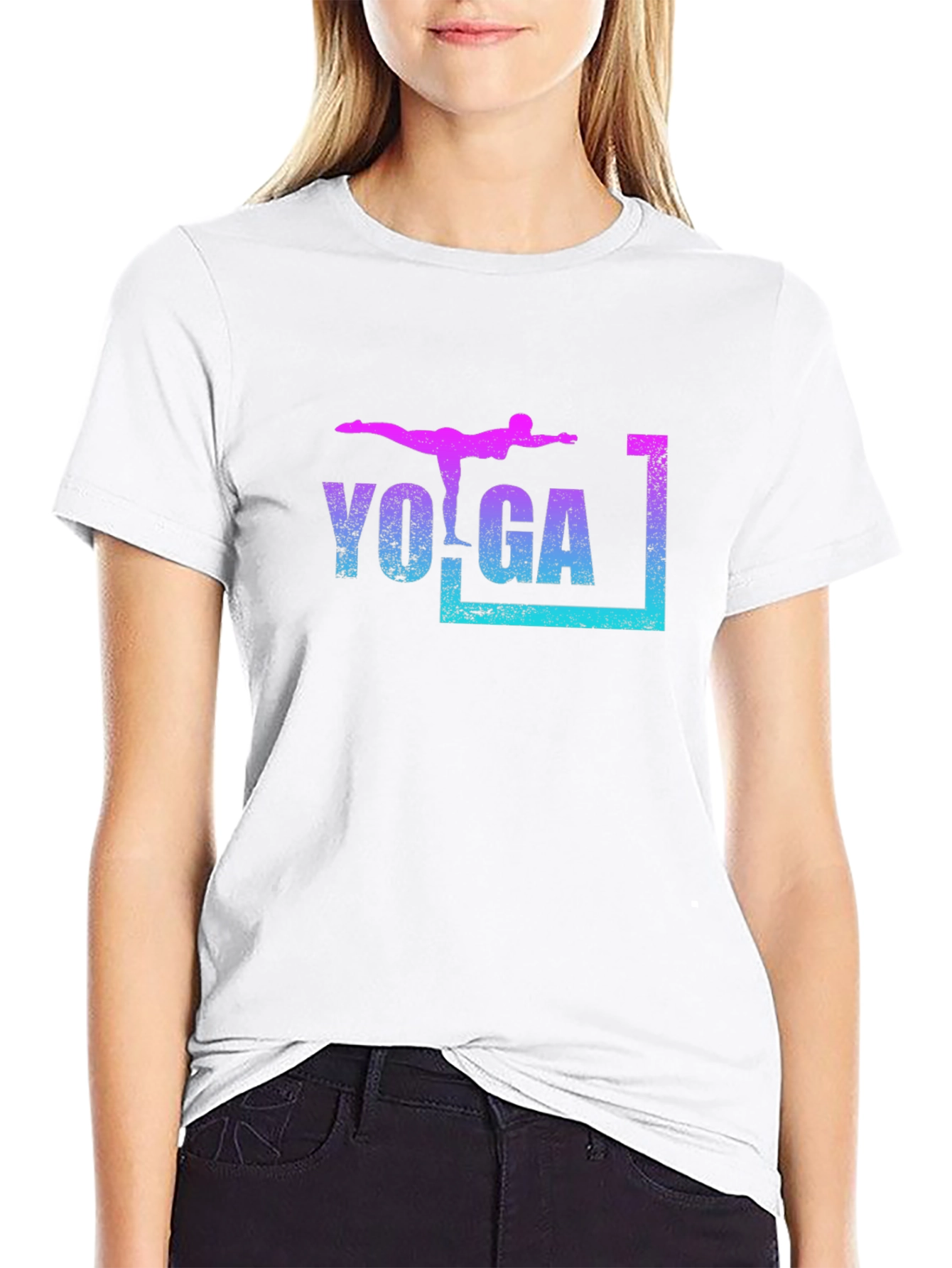 Yoga Pose Graphic T-Shirt - Black Casual Tee