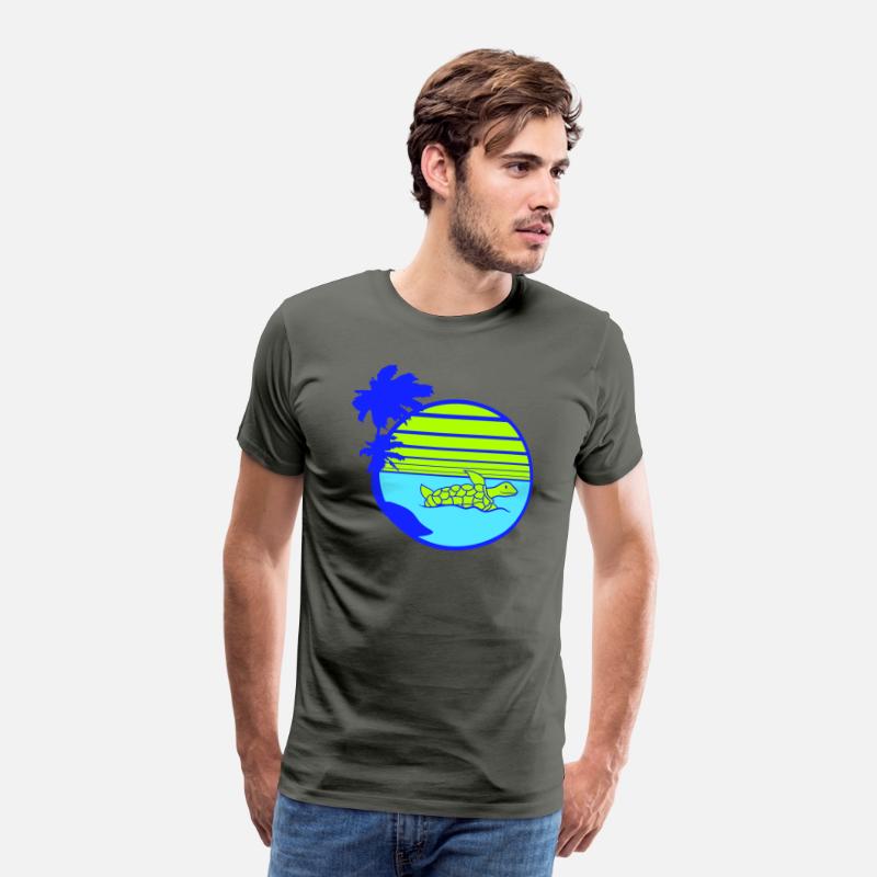 Palm Cute Turtle Swims Stripes Lines Sun Round Fun