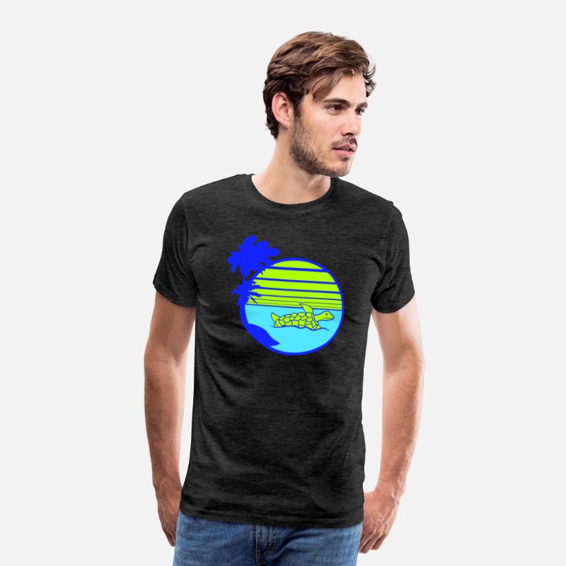Palm Cute Turtle Swims Stripes Lines Sun Round Fun